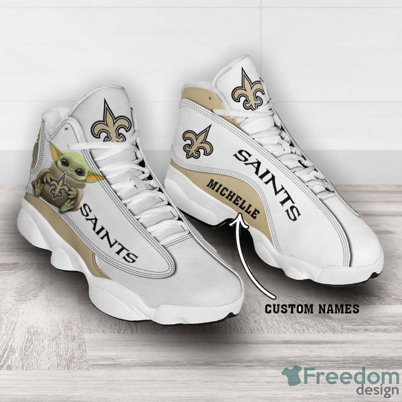 New Orleans Saints Personalized Name Air Jordan 13 Shoes.