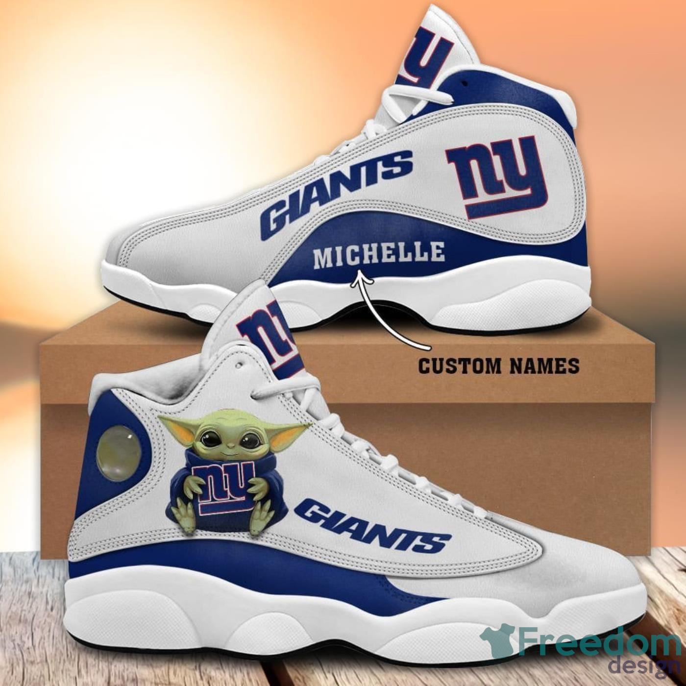 NFL New York Giants Custom Name Air Jordan 13 Shoes V2 –