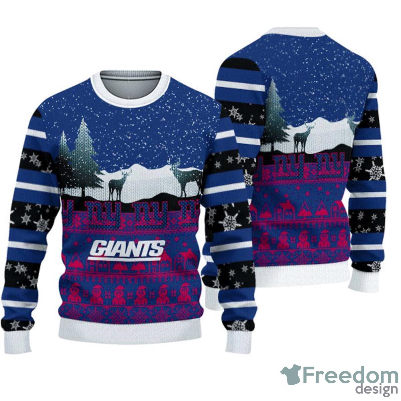 New York Giants Fans Reindeer Pattern Ugly Christmas Sweater Gift