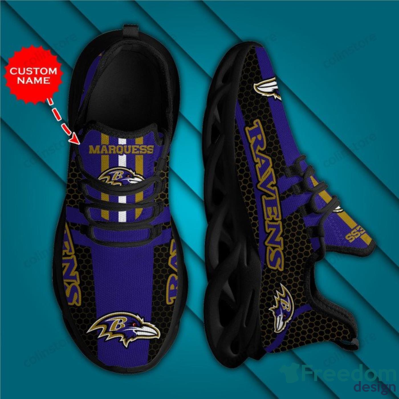 NFL Baltimore Ravens Custom Name Purple Black Max Soul Shoes Gift For Fans  Sport - Freedomdesign