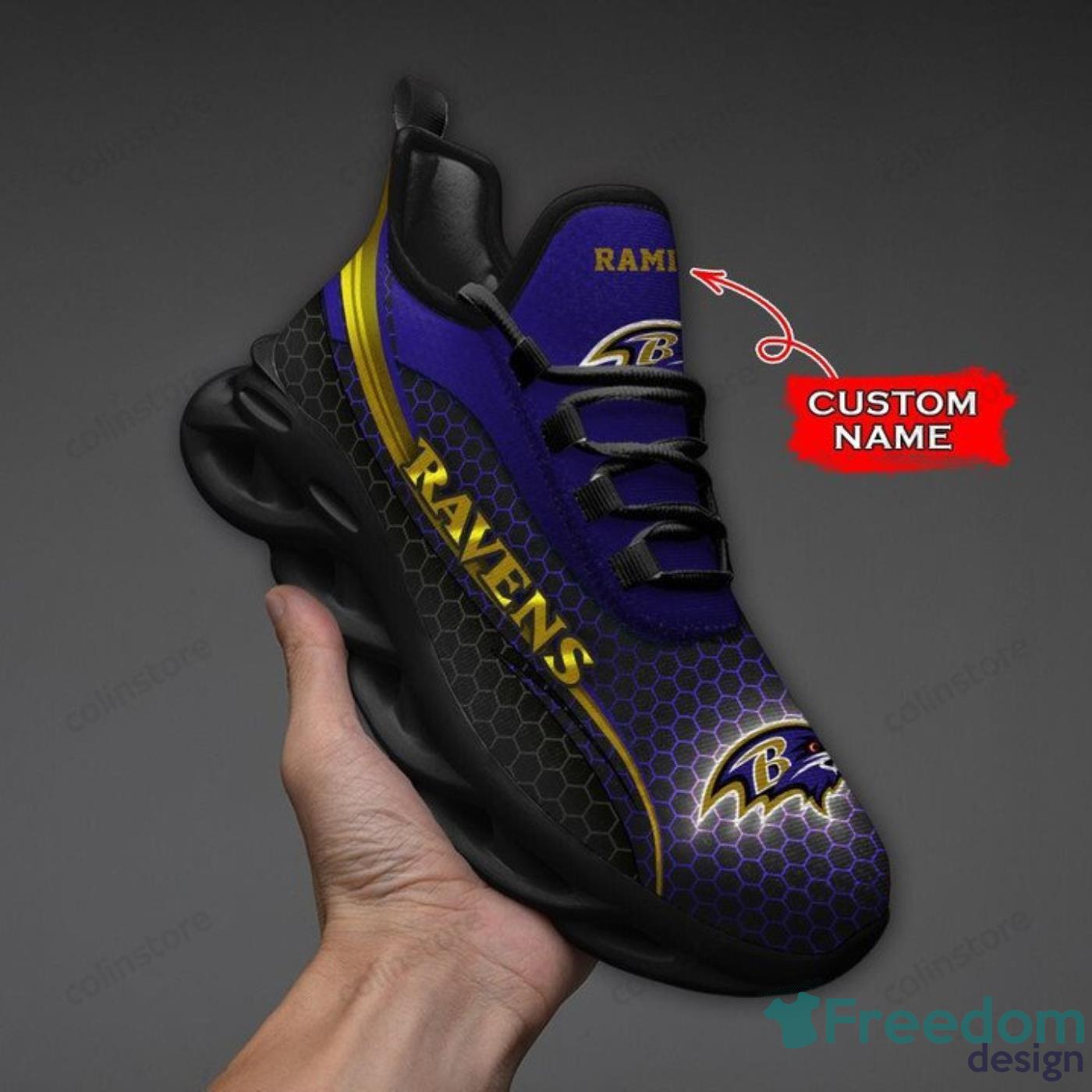 NFL Baltimore Ravens Custom Name Purple Black Max Soul Shoes Gift For Fans  Sport - Freedomdesign