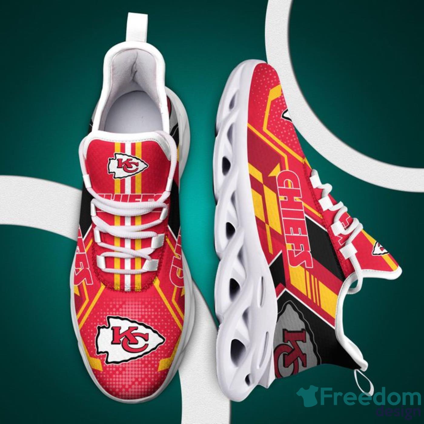 NFL Kansas City Chiefs Gold Red Max Soul Shoes Gift For Fans Sport