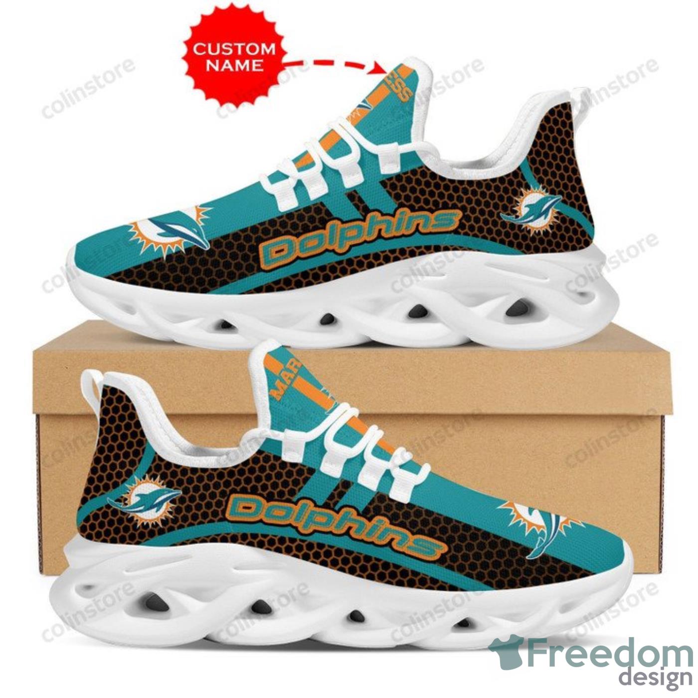 NFL Miami Dolphins Custom Name Aqua Black Air Jordan 13 Shoes –