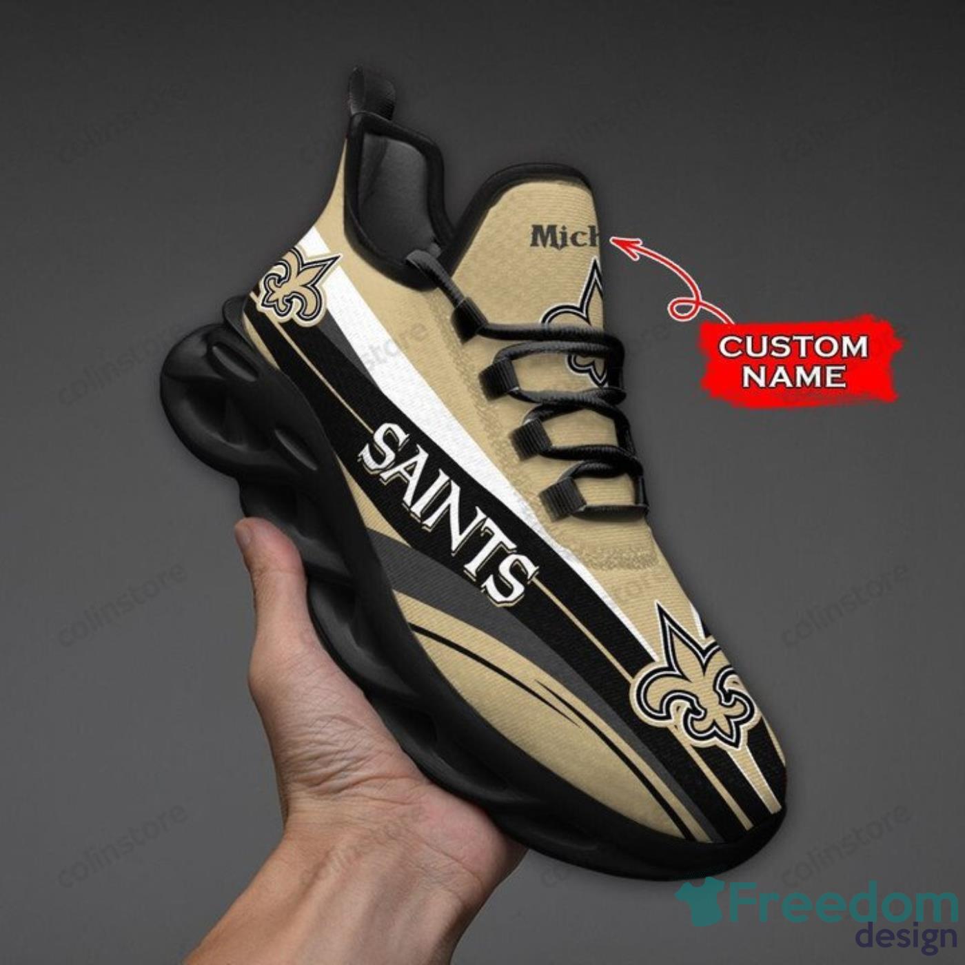 NFL New Orleans Saints Custom Name Golden Black Curve Max Soul