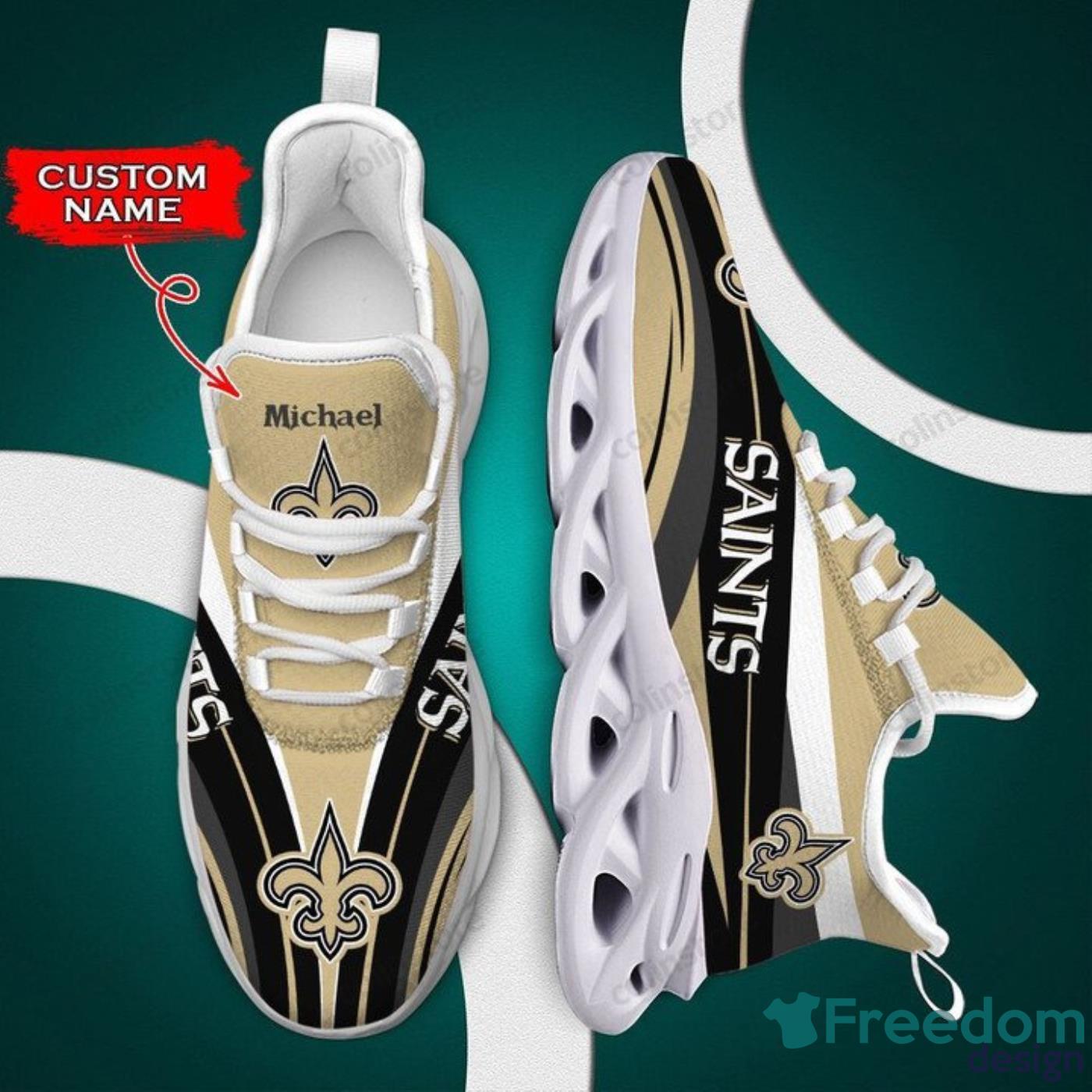 NFL New Orleans Saints Custom Name Golden Black Curve Max Soul