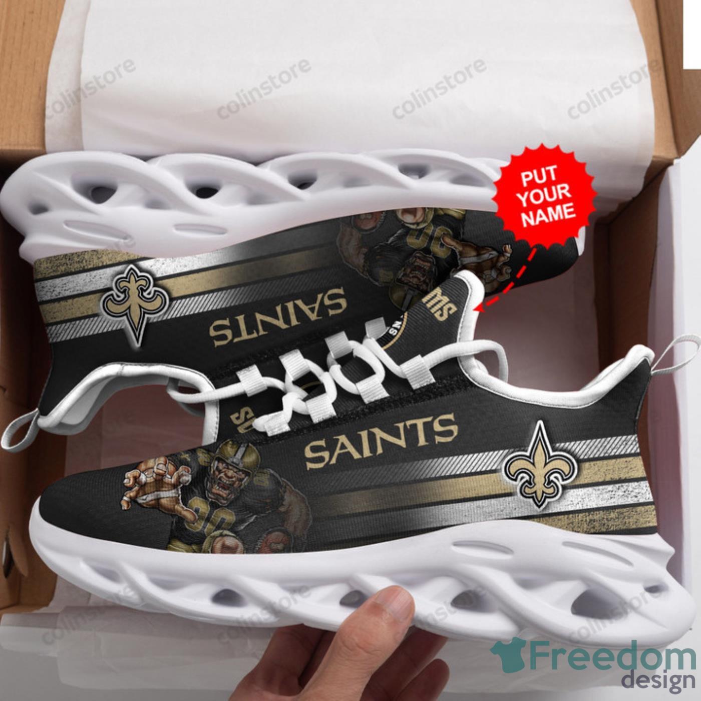 NFL New Orleans Saints Custom Name Golden Black Curve Max Soul