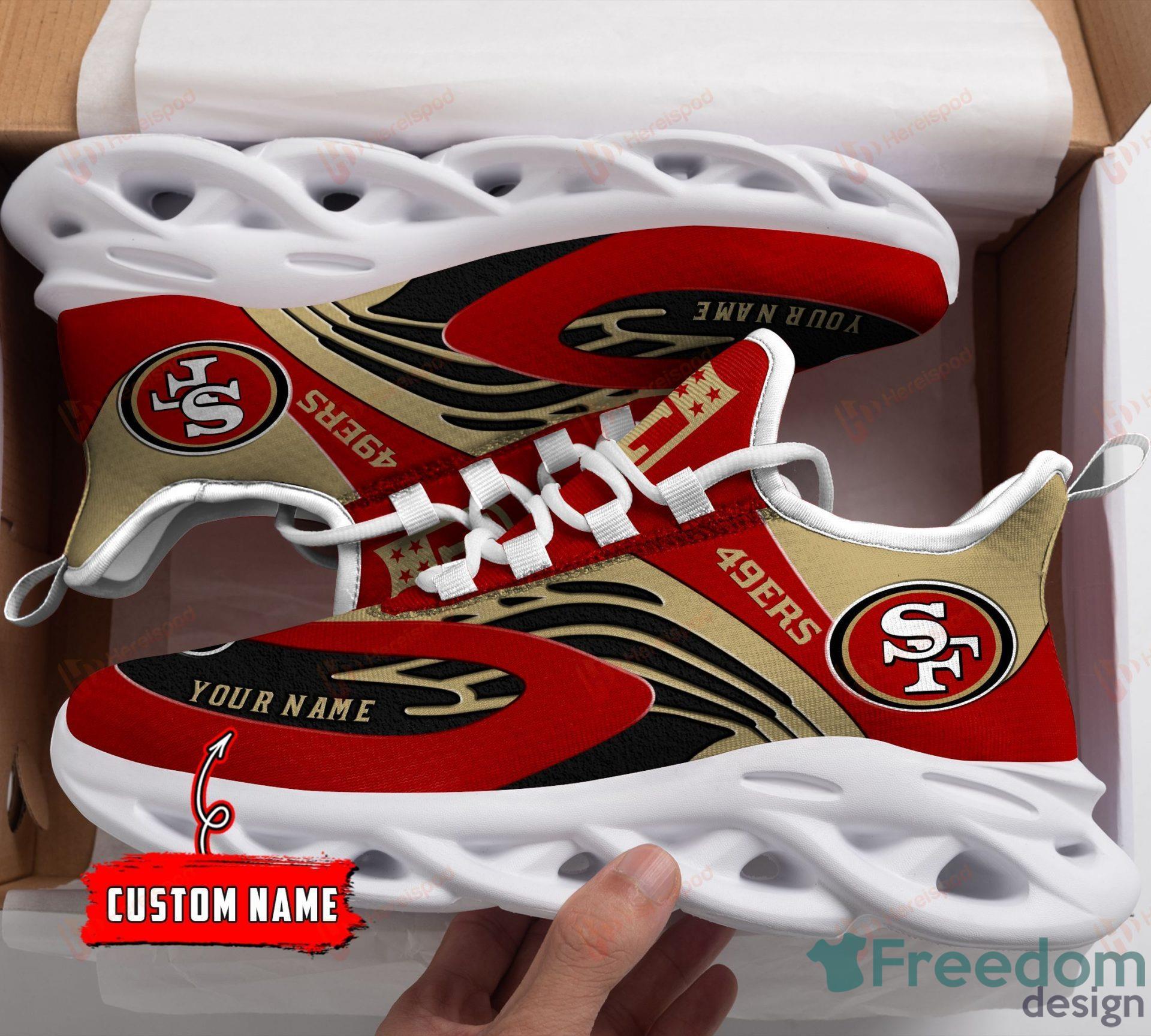 NFL San Francisco 49ers Custom Name Red Golden Air Jordan 1 High