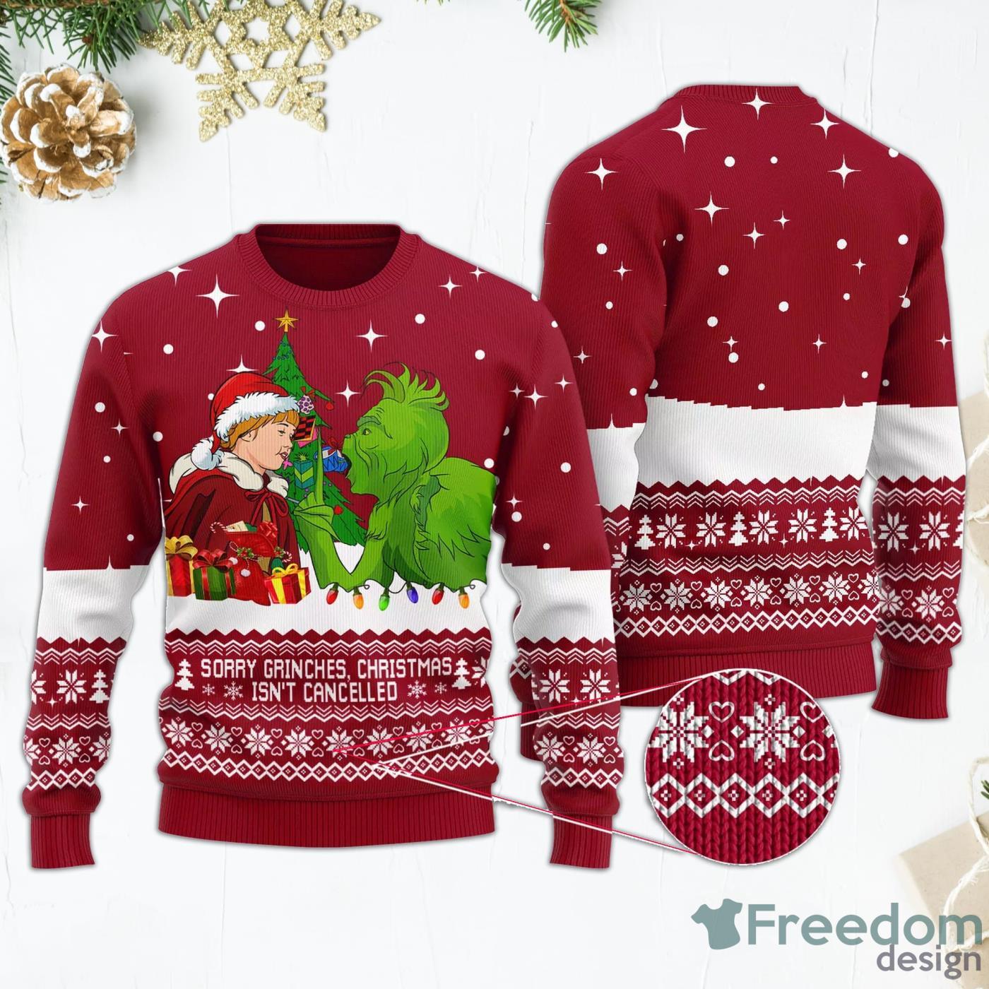 Not Cancelled Cindy Lou Who Grinch Red Christmas Sweater Product Photo 1 Not Cancelled Cindy Lou Who Grinch Red Christmas Sweater Product Photo 1