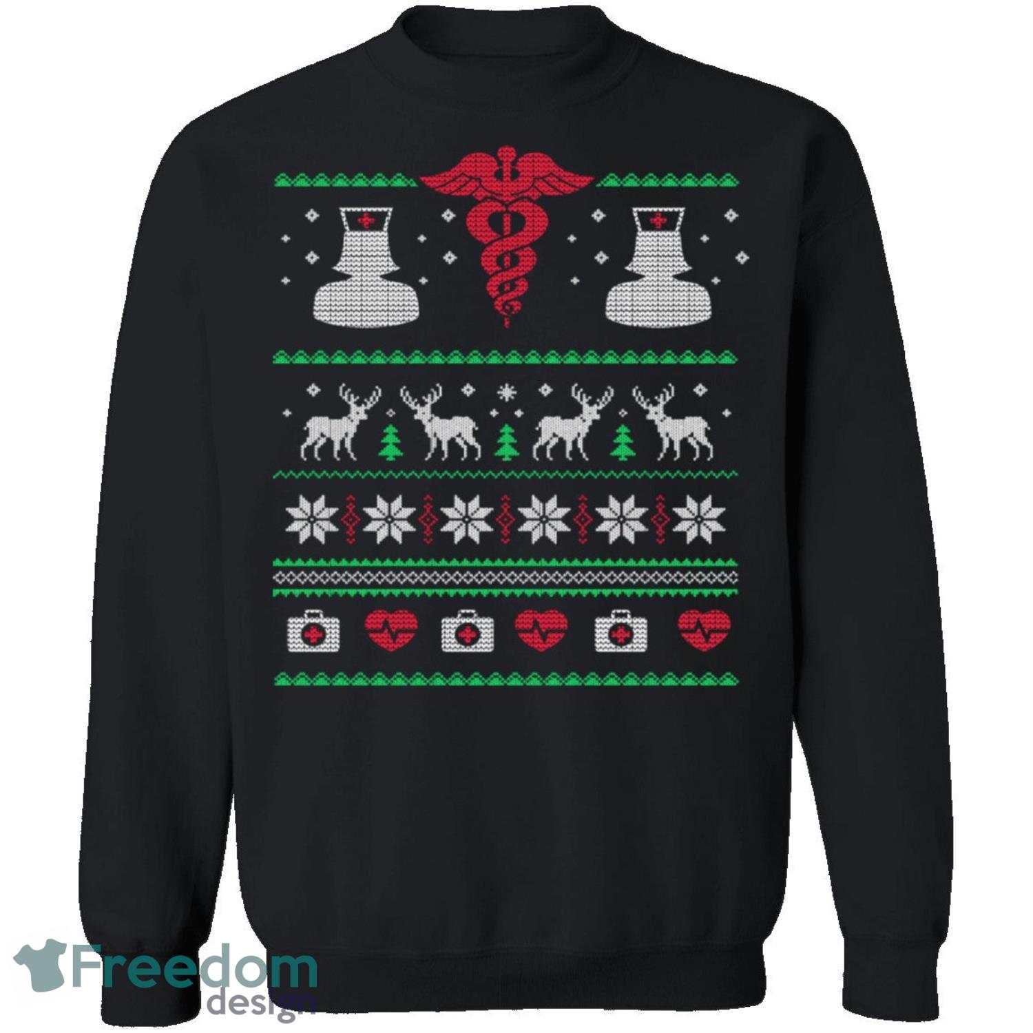 Nurse Knitting Pattern Ugly Christmas Sweatshirt - nurse-knitting-pattern-ugly-christmas-sweatshirt-2