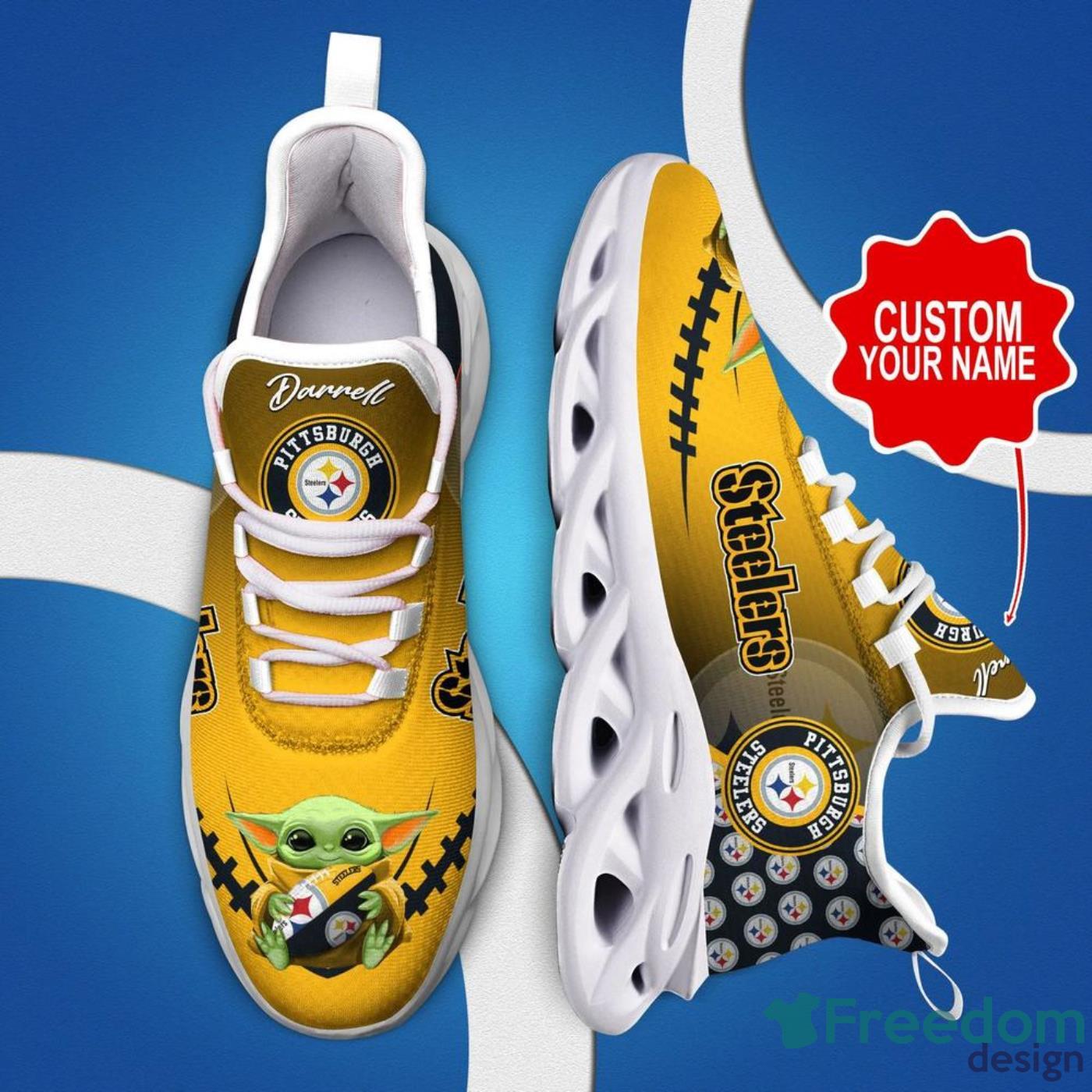 Custom Name Pittsburgh Steelers Sneakers Max Soul Shoes For Men And Women  NFL Fans