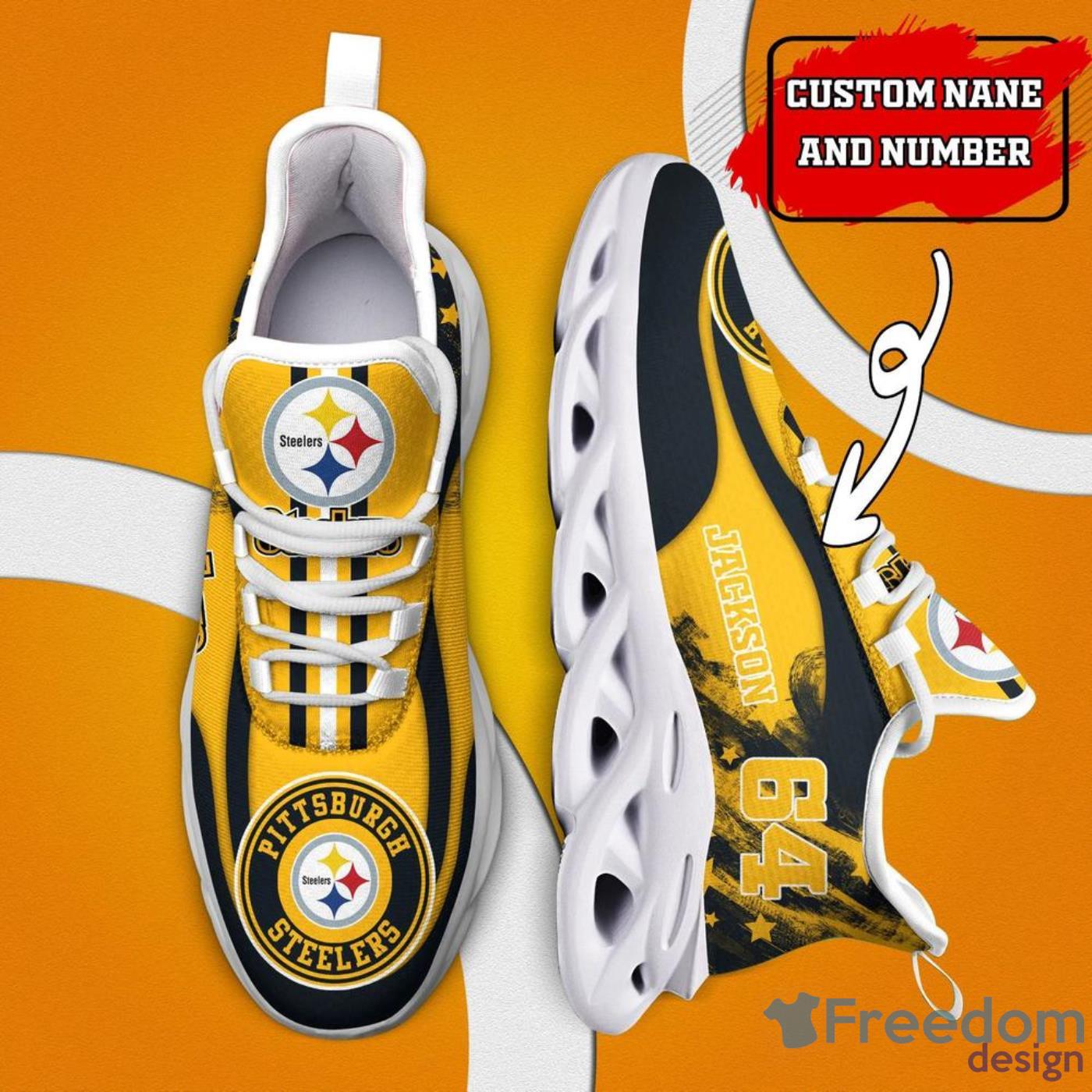 Pittsburgh Steelers NFL Max Soul Shoes Custom Name Running Shoes