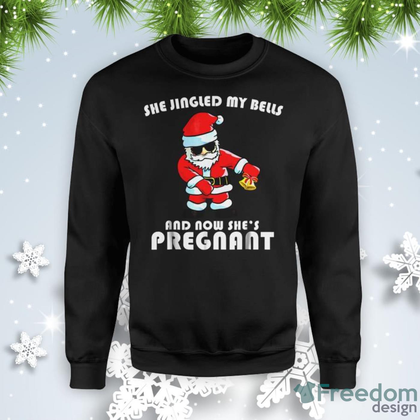 Merry And Pregnant Funny Pregnancy Christmas Shirt, hoodie