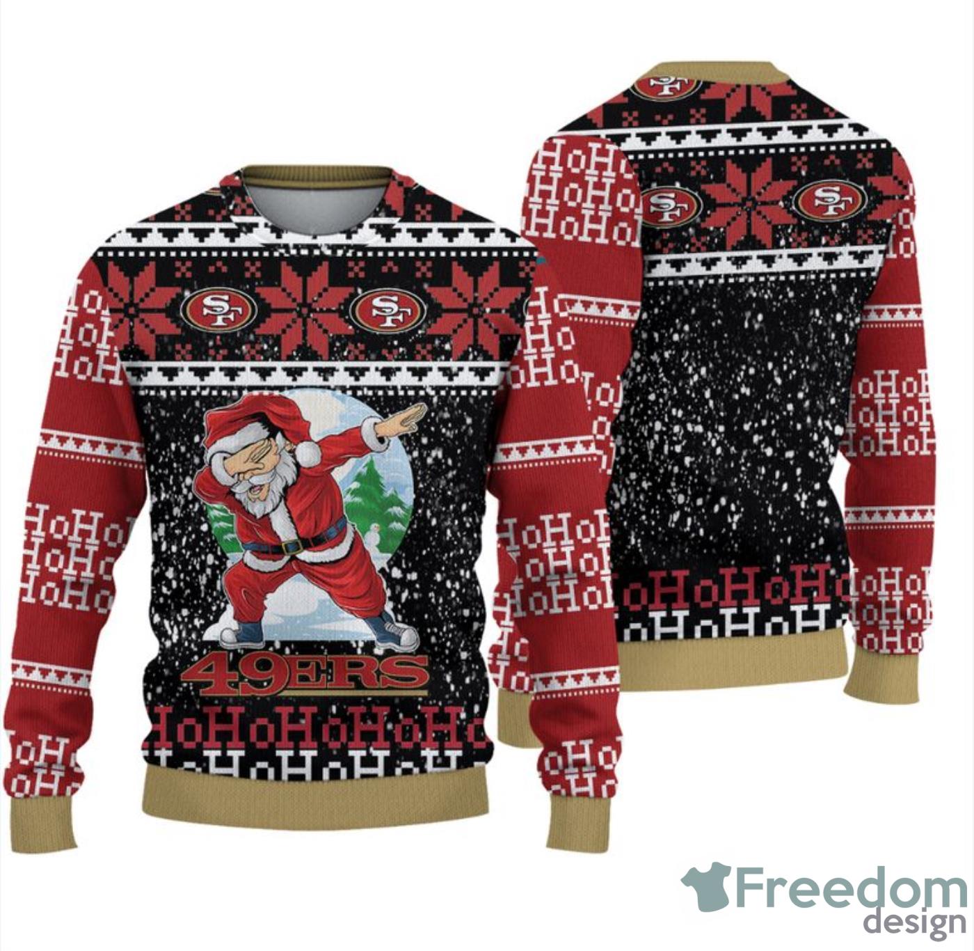 San Francisco 49ers Dabbing Santa Christmas Gift Ugly Christmas Sweater -  Freedomdesign