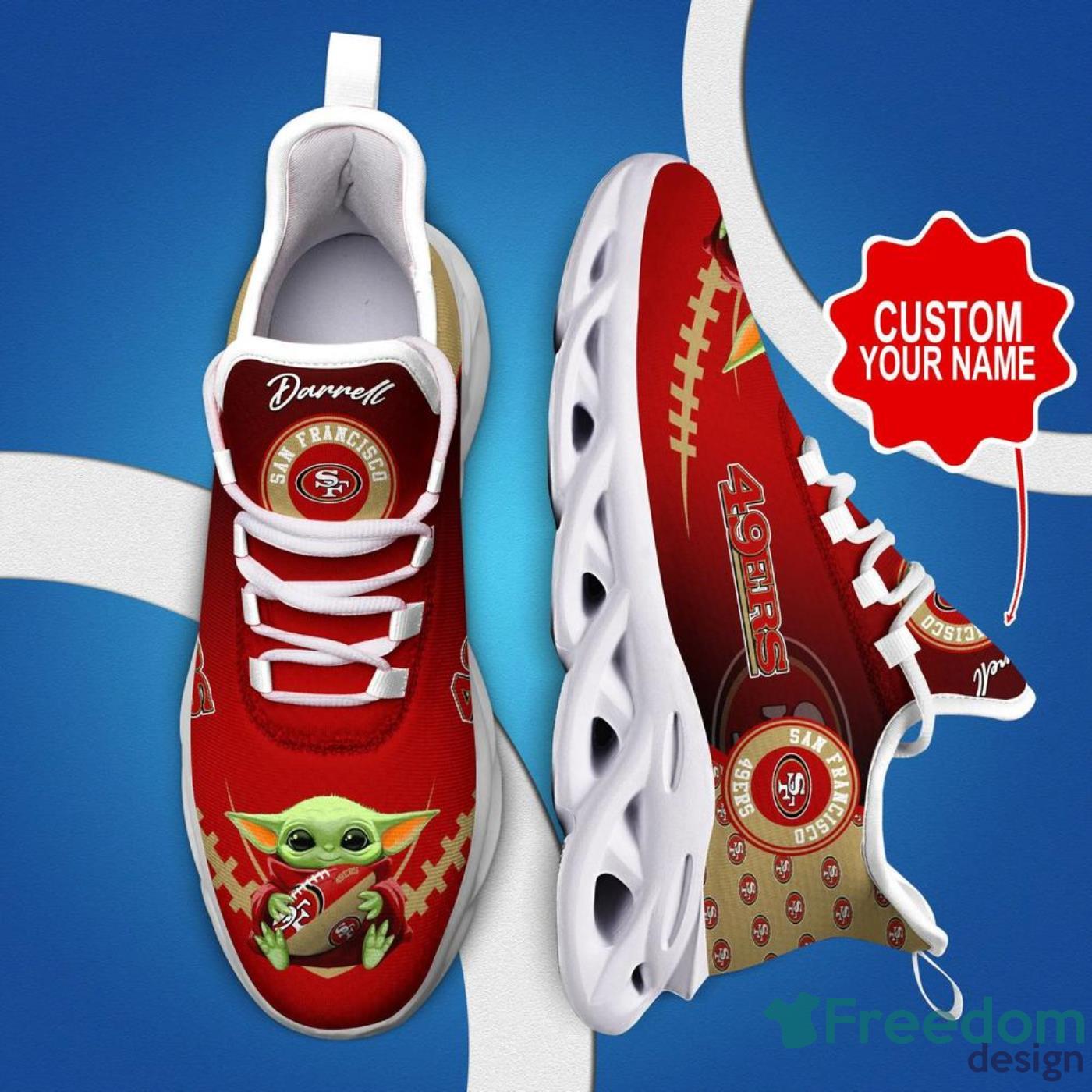 San Francisco 49Ers NFL Max Soul Shoes Custom Name Yoda Lover Gift