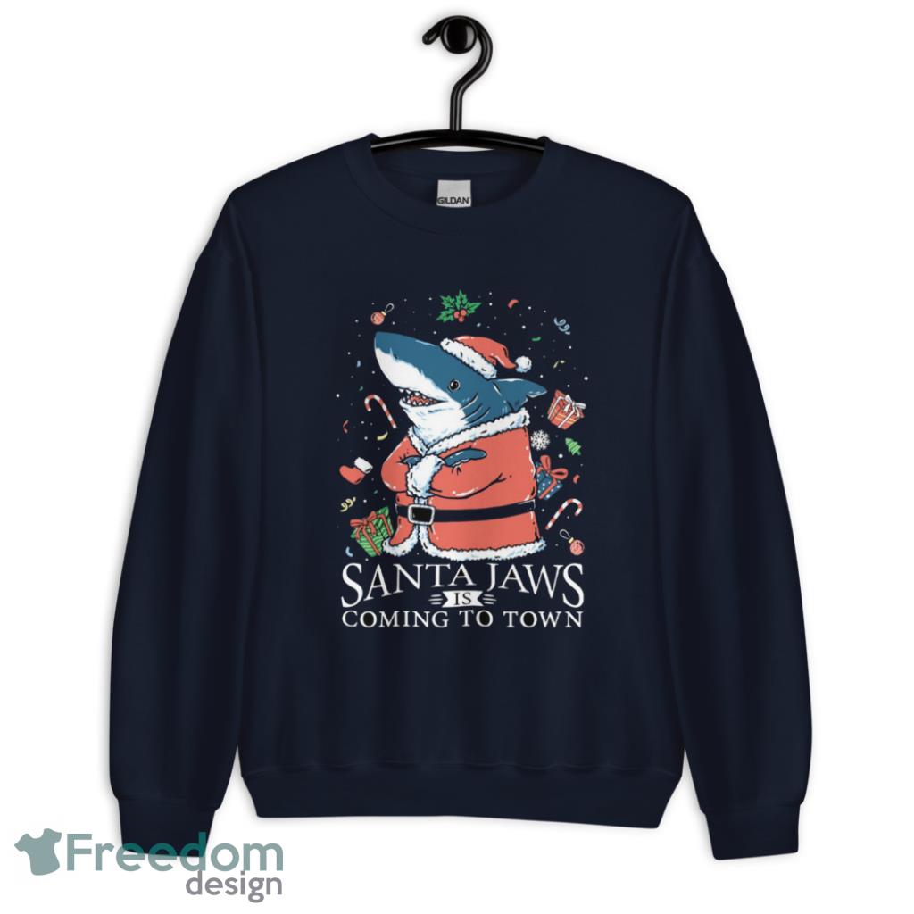 Santa Jaws Is Coming To Town Merry Christmas Shirt - Unisex Crewneck Sweatshirt-1 Santa Jaws Is Coming To Town Merry Christmas Shirt - Unisex Crewneck Sweatshirt-1