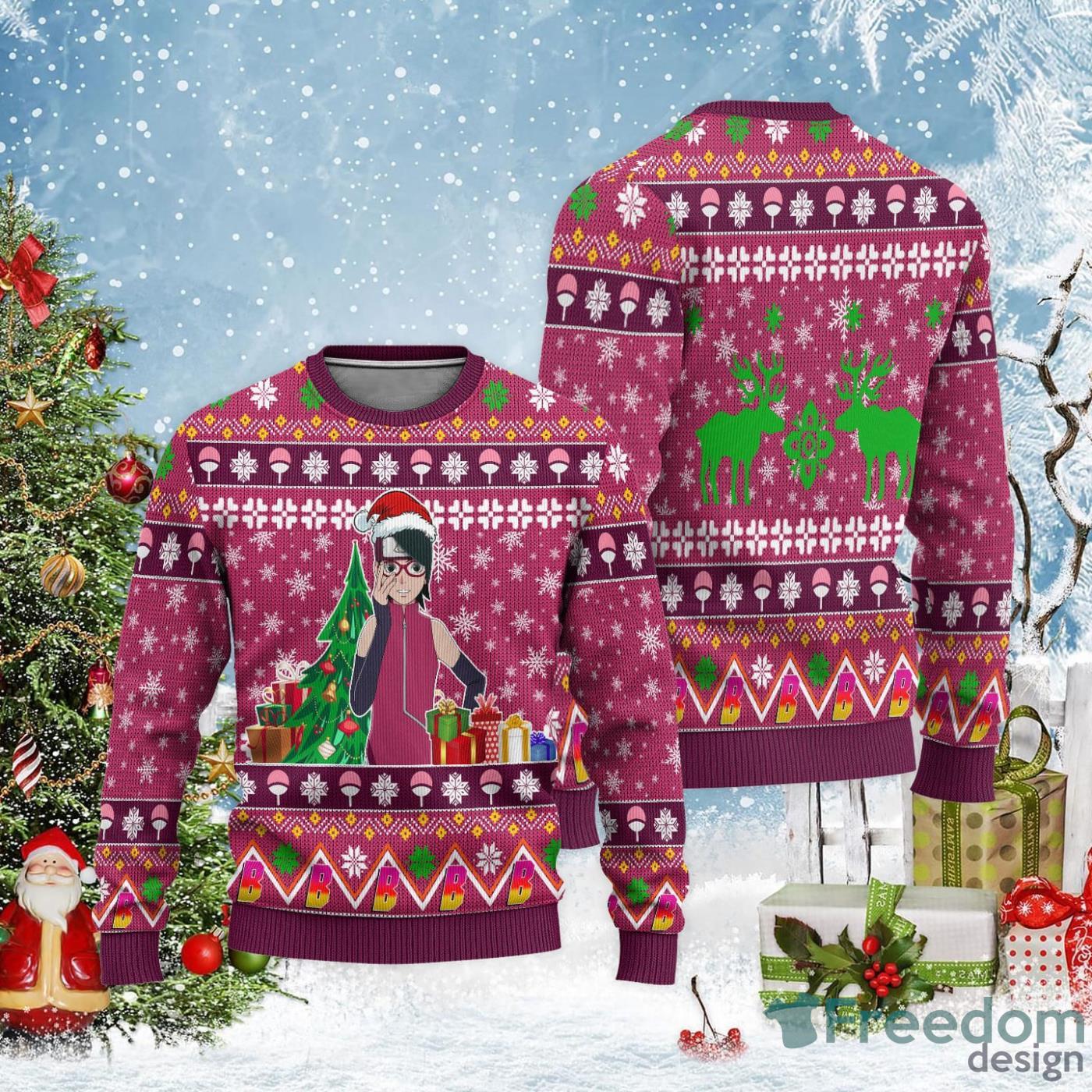 Sarada Ugly Christmas Sweater Boruto Custom Christmas Gift For Anime Lover Product Photo 1 Sarada Ugly Christmas Sweater Boruto Custom Christmas Gift For Anime Lover Product Photo 1