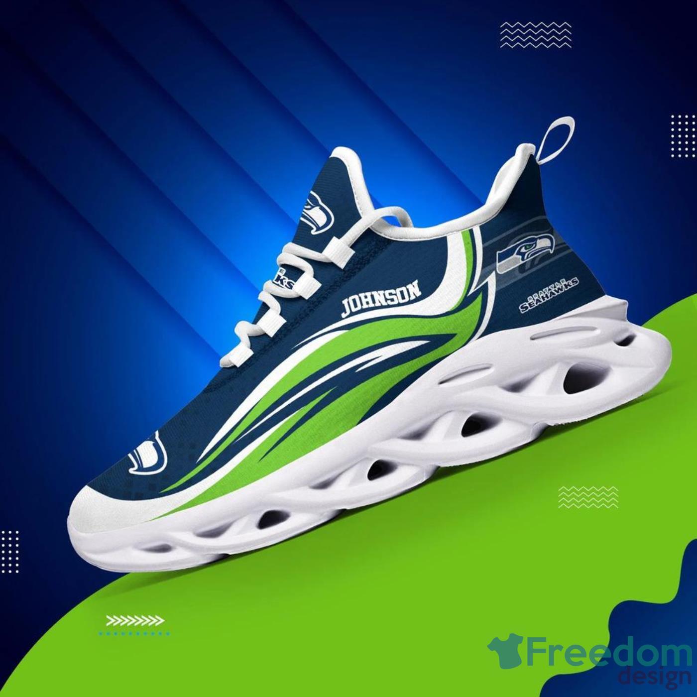 Seattle Seahawks NFL Logo Fans Custom Name Max Soul Shoes - Freedomdesign