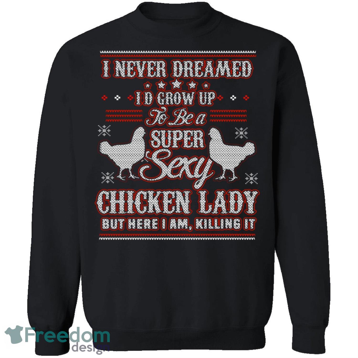 Sexy Chicken Lady Knitting Pattern Ugly Christmas Sweatshirt - sexy-chicken-lady-knitting-pattern-ugly-christmas-sweatshirt-1