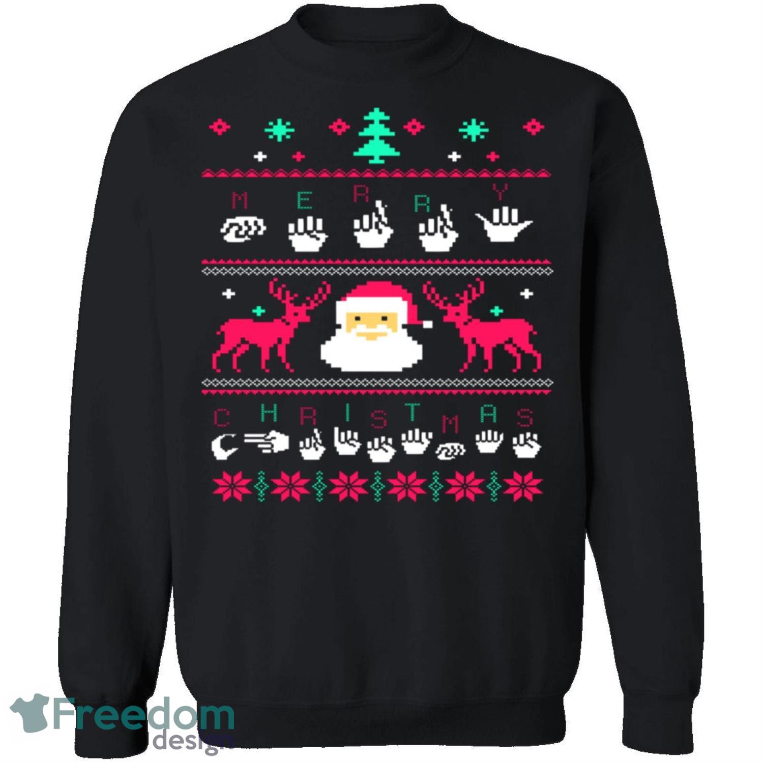 Sign Language Knitting Pattern Ugly Christmas Sweatshirt - sign-language-knitting-pattern-ugly-christmas-sweatshirt-2