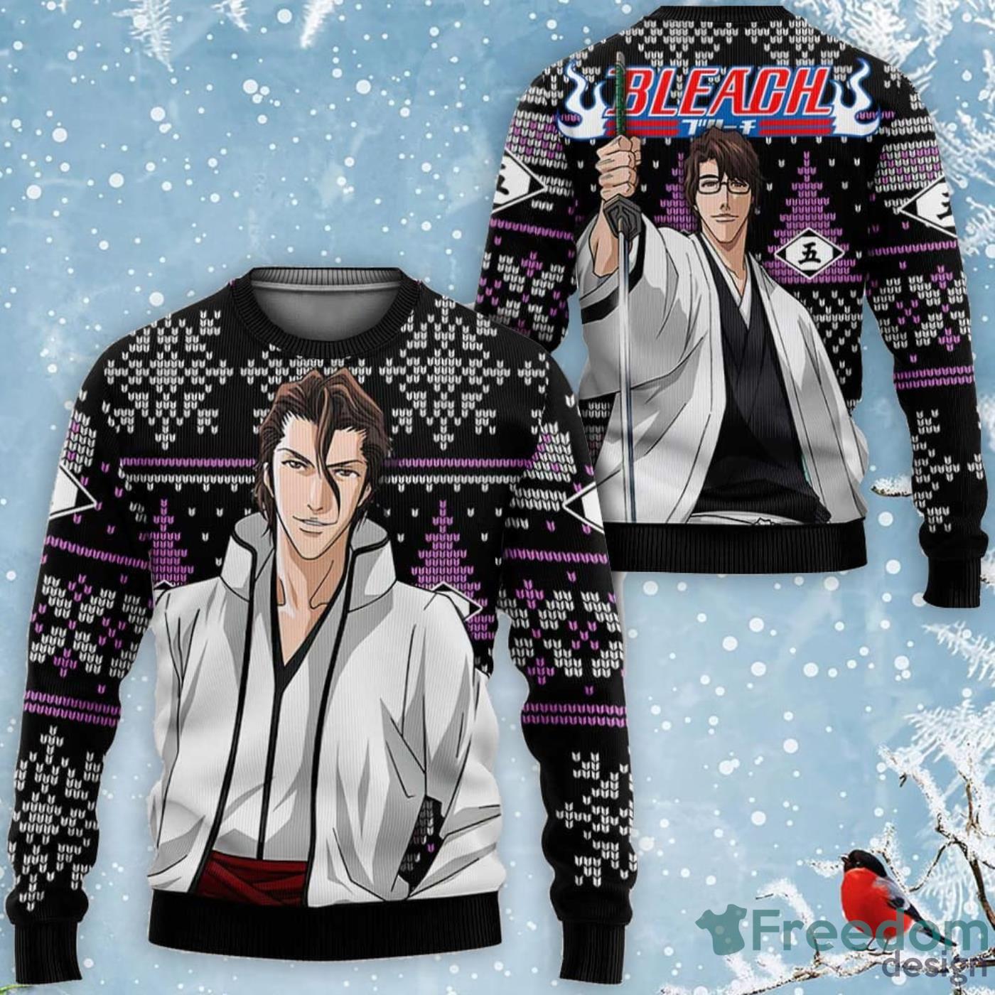 Sosuke Aizen Custom Anime Bleach Ugly Christmas Sweater Product Photo 1 Sosuke Aizen Custom Anime Bleach Ugly Christmas Sweater Product Photo 1