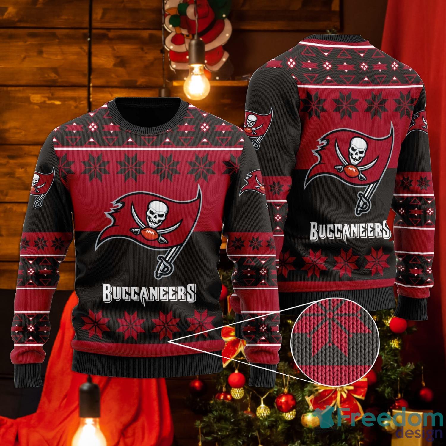 Tampa Bay Buccaneers Christmas Cool Reindeer Christmas Light Ugly Christmas  Sweater - Freedomdesign