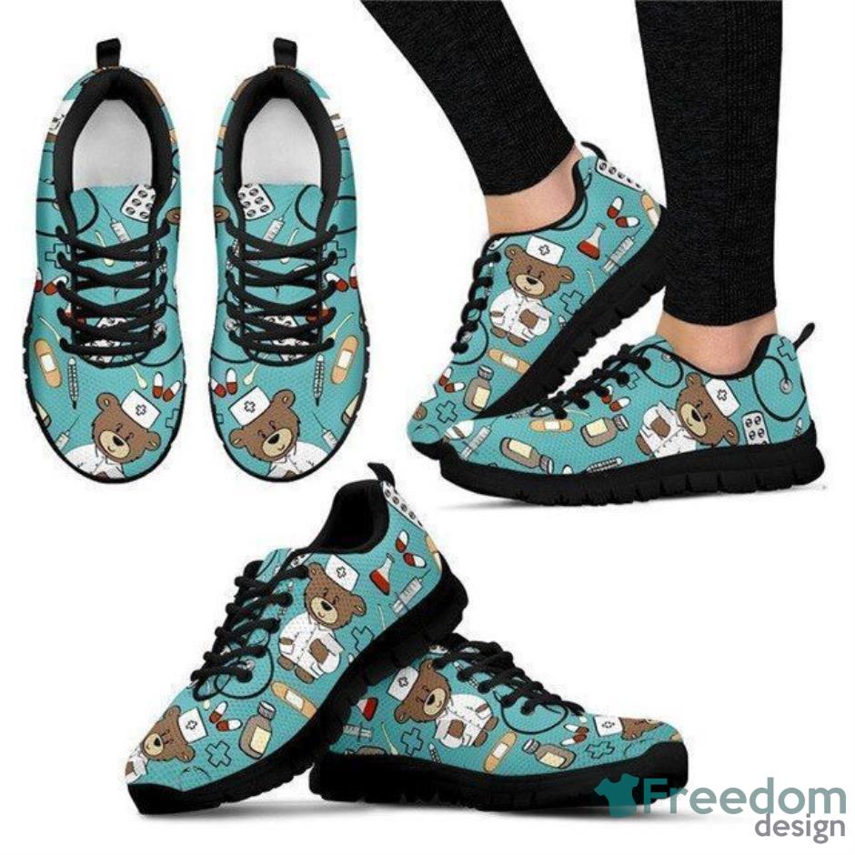 Teddy Bear Nurse Blue Sneakers For Men And Women Product Photo 1