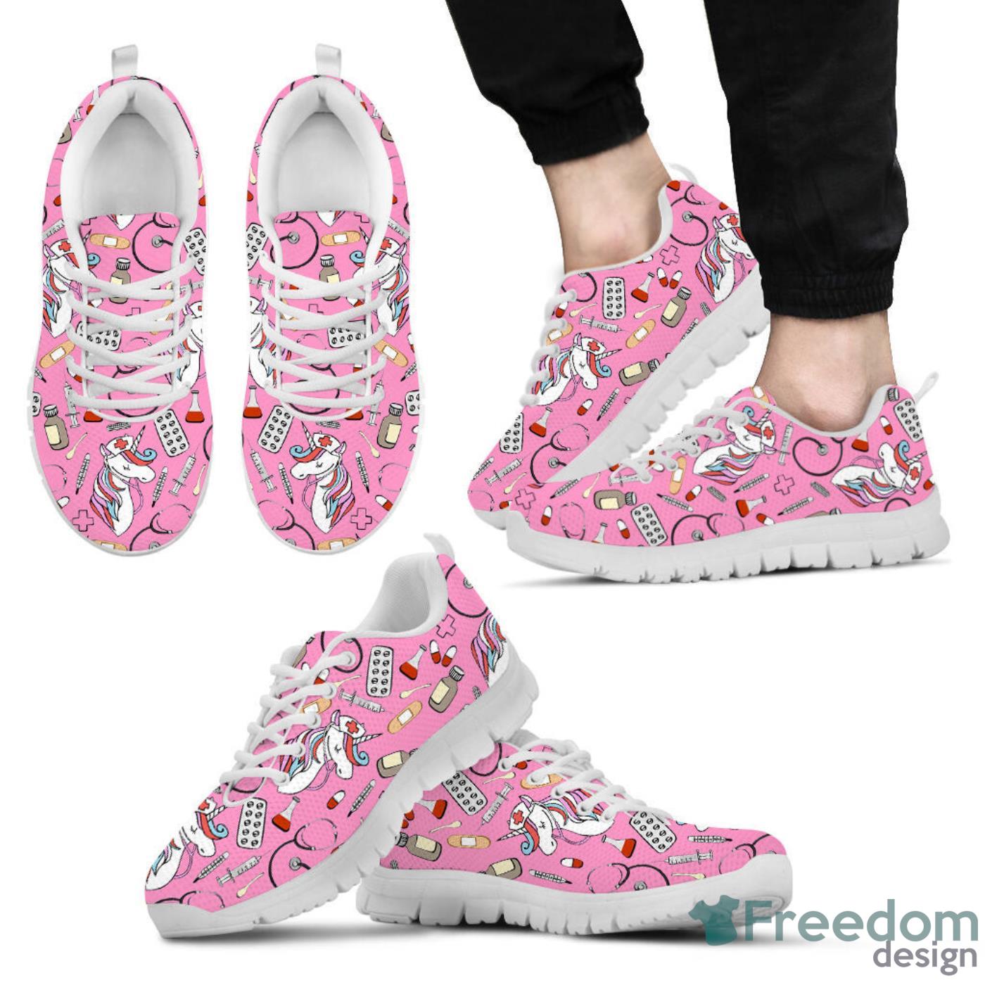 Unicorn Nurse Pink Pattern Shoes For Men And Women Product Photo 2