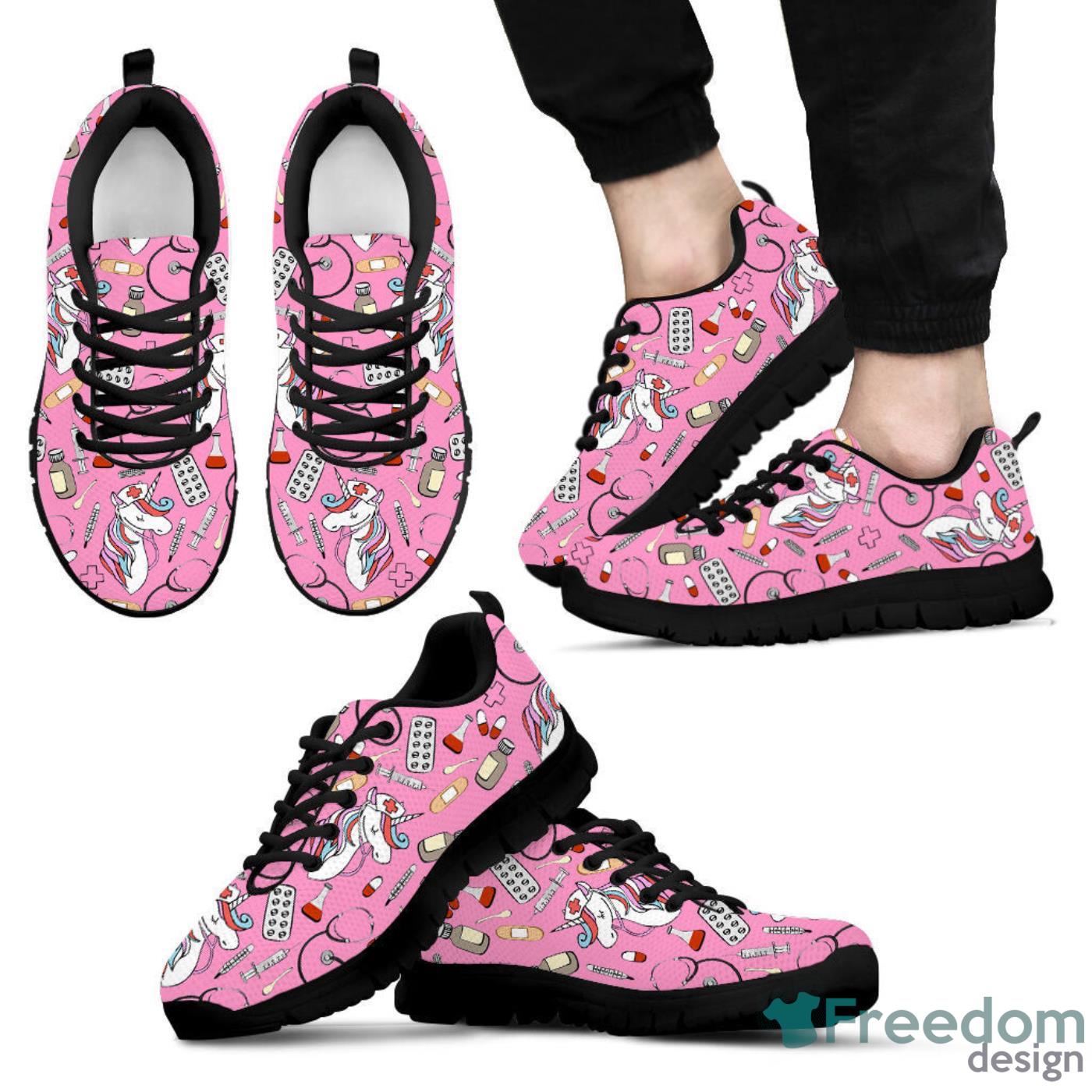 Unicorn Nurse Pink Pattern Shoes For Men And Women Product Photo 1