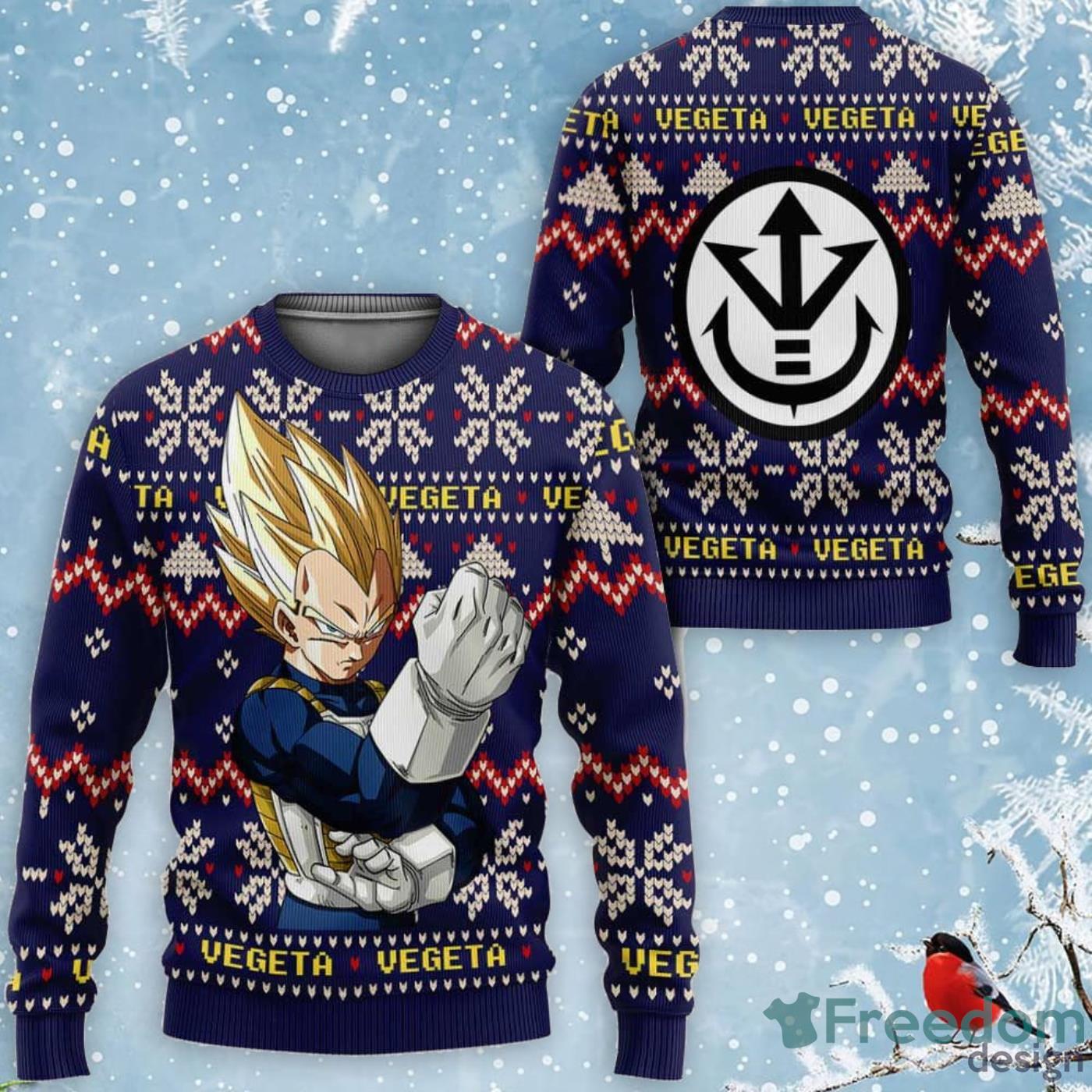 Vegeta Super Saiyan Custom Anime Dragon Ball Ugly Christmas Sweater Product Photo 1 Vegeta Super Saiyan Custom Anime Dragon Ball Ugly Christmas Sweater Product Photo 1