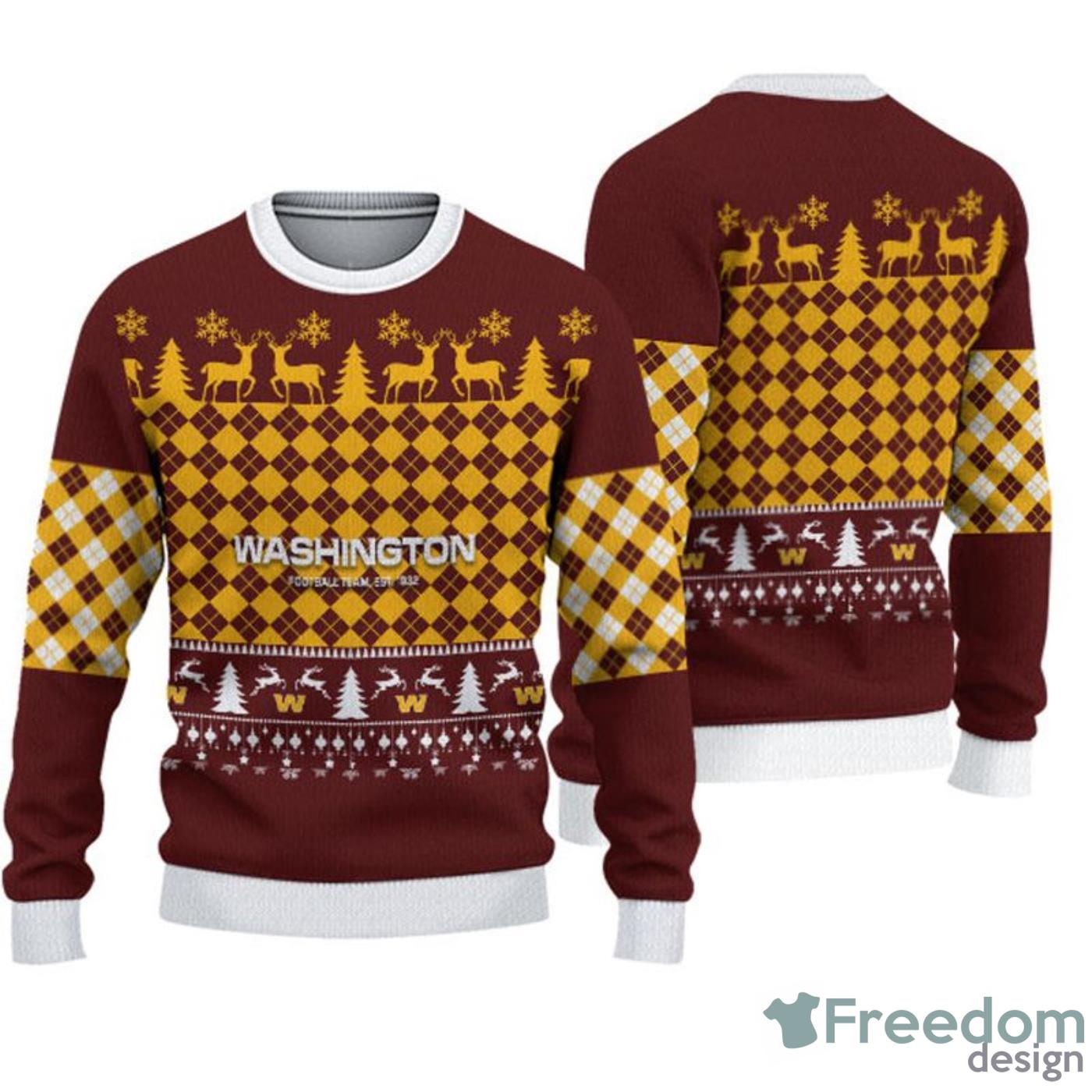 Washington Commanders Reindeer Christmas Gift Ugly Christmas Sweater -  Freedomdesign