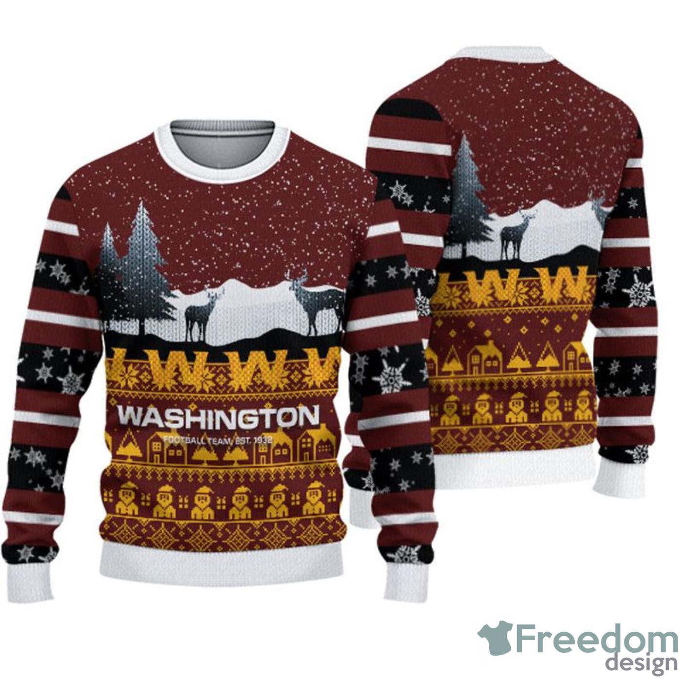 Washington Commanders Reindeer Christmas Gift Ugly Christmas Sweater -  Freedomdesign