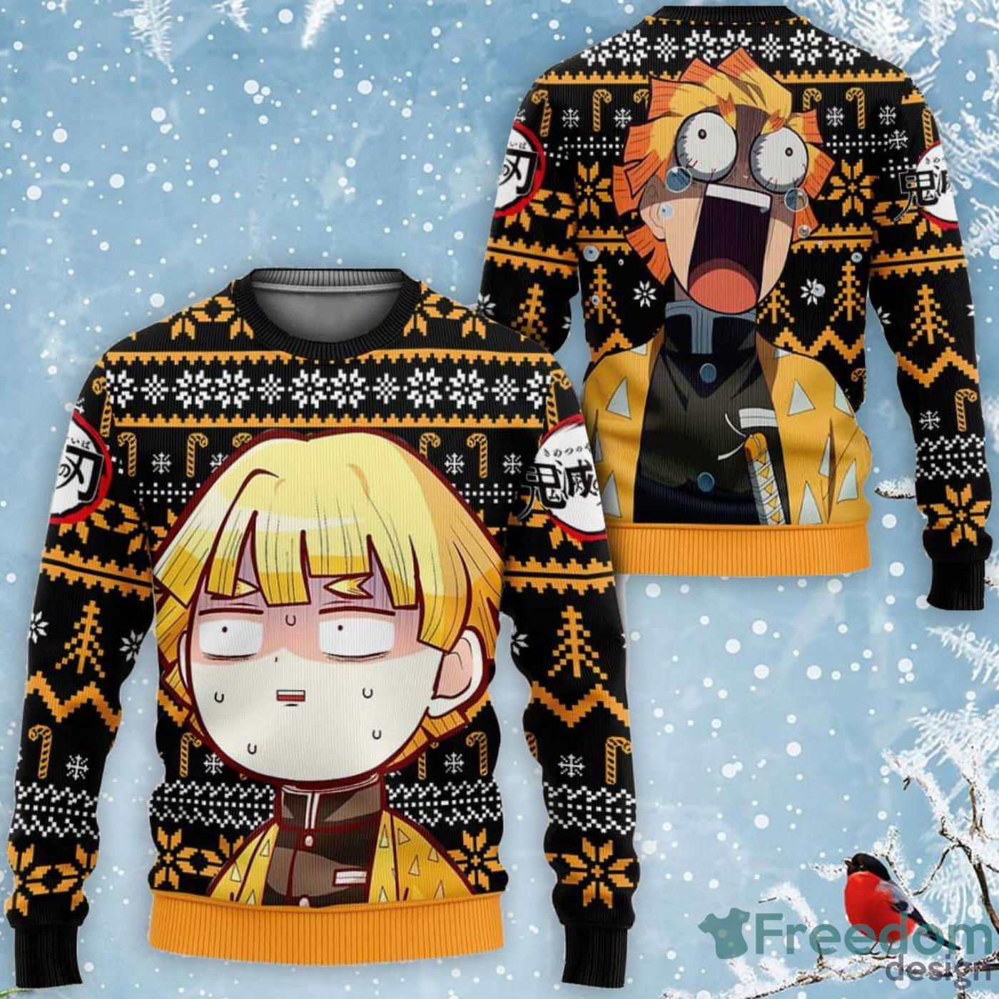 Zenitsu Custom Anime Kimetsu Ugly Christmas Sweater For Fan Product Photo 1