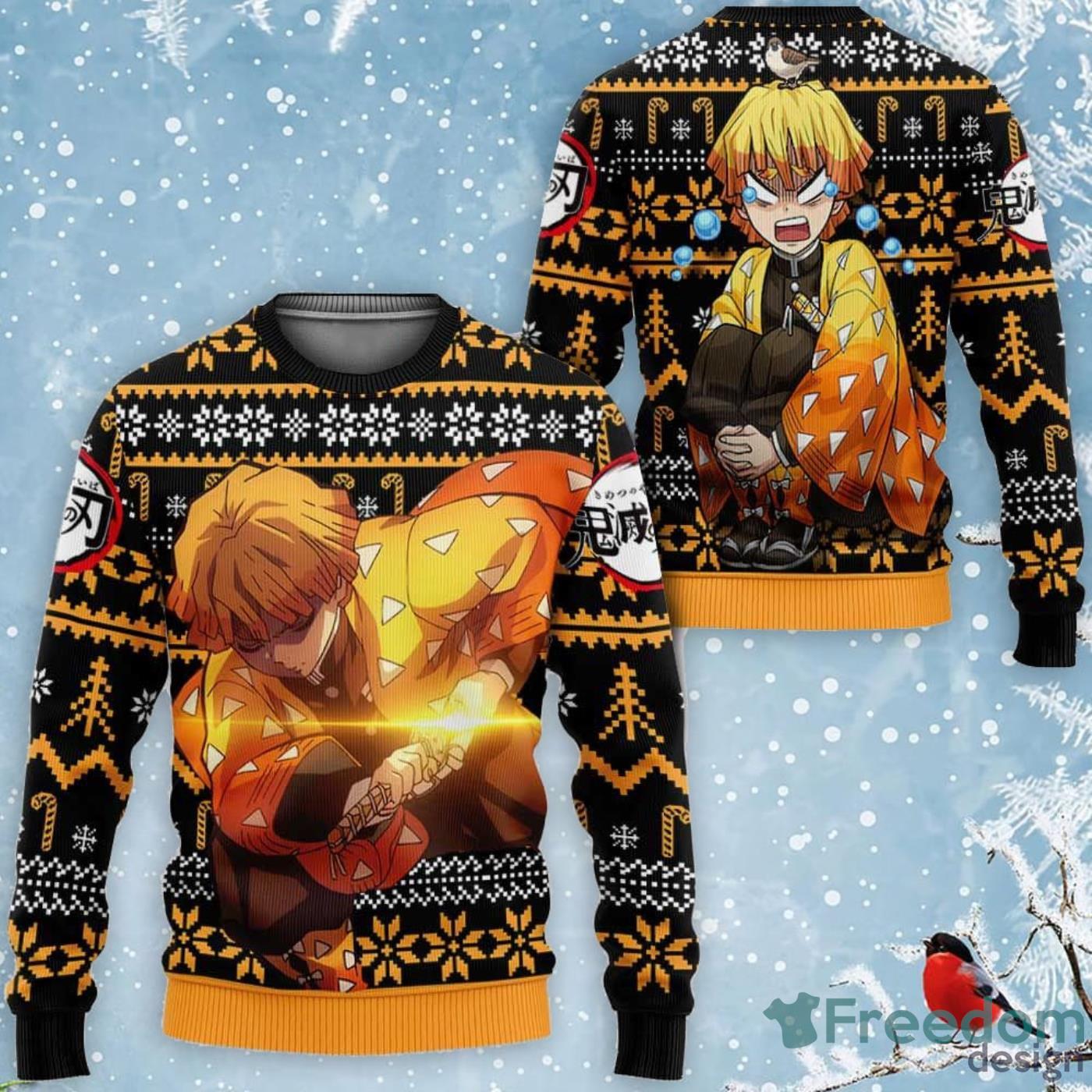 Zenitsu Custom Anime Kimetsu Ugly Christmas Sweater Product Photo 1