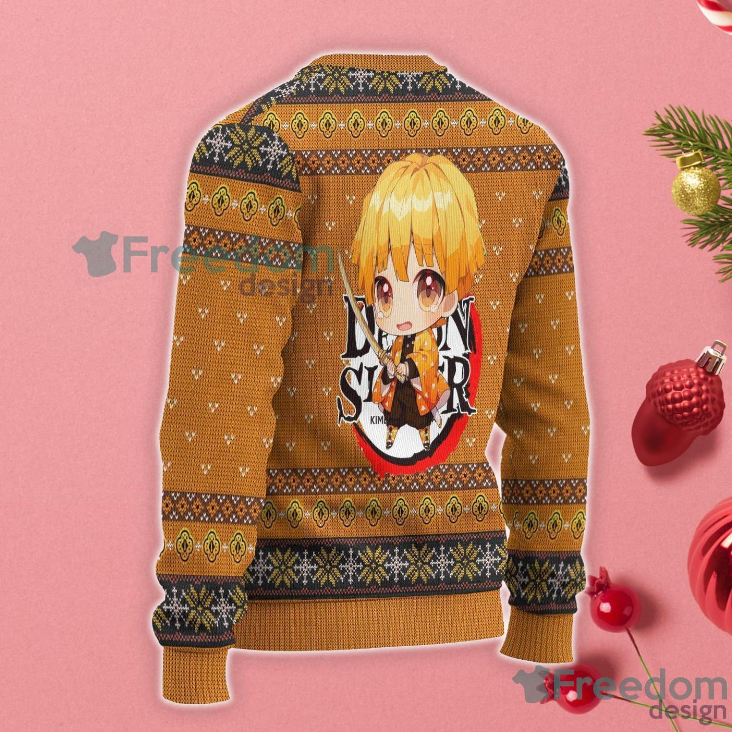 Zenitsu Demon Slayer Anime Christmas Gift Ugly Christmas Sweater Product Photo 2