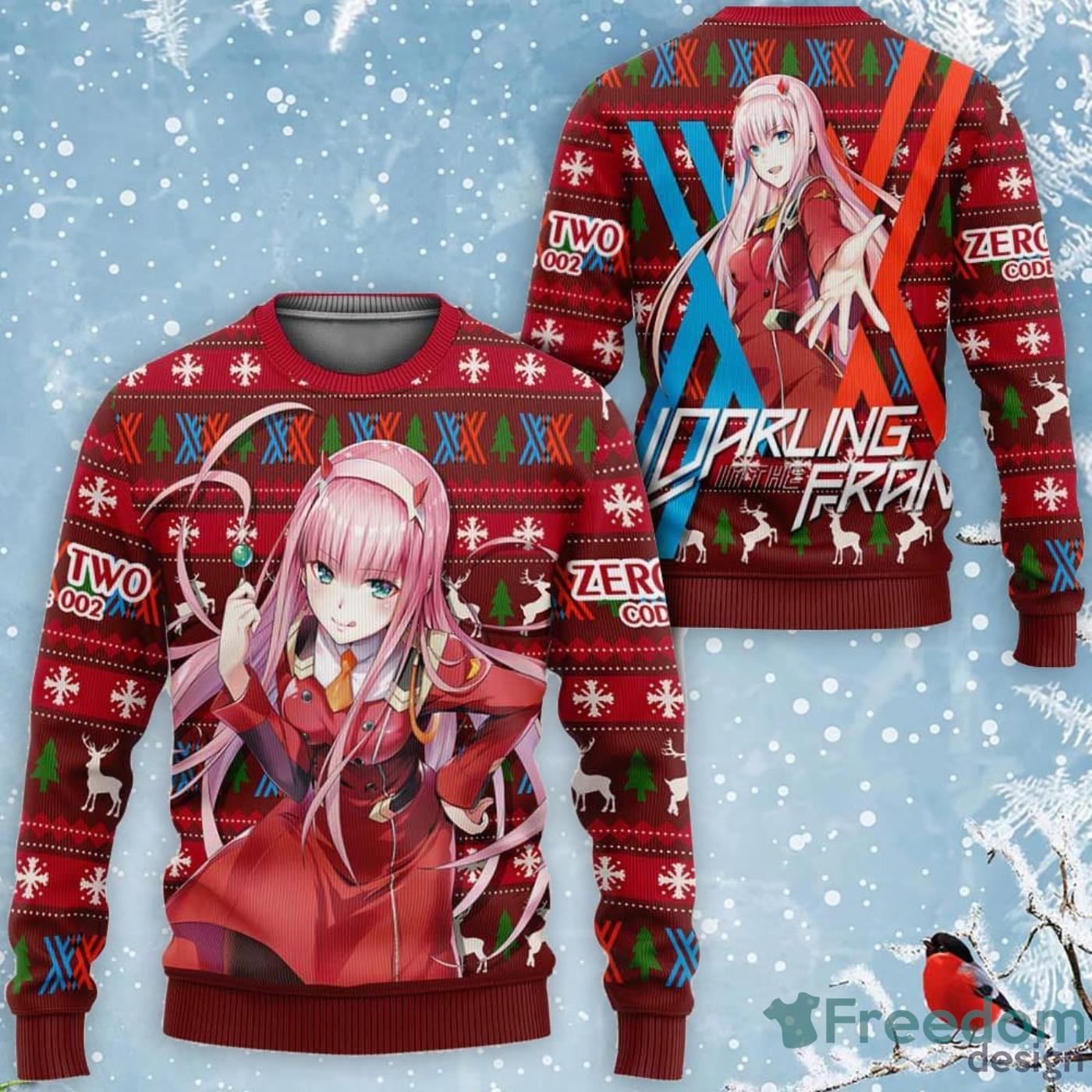 Zero Two Code 002 Custom Anime Darling In The Franxx Ugly Christmas Sweater Product Photo 1