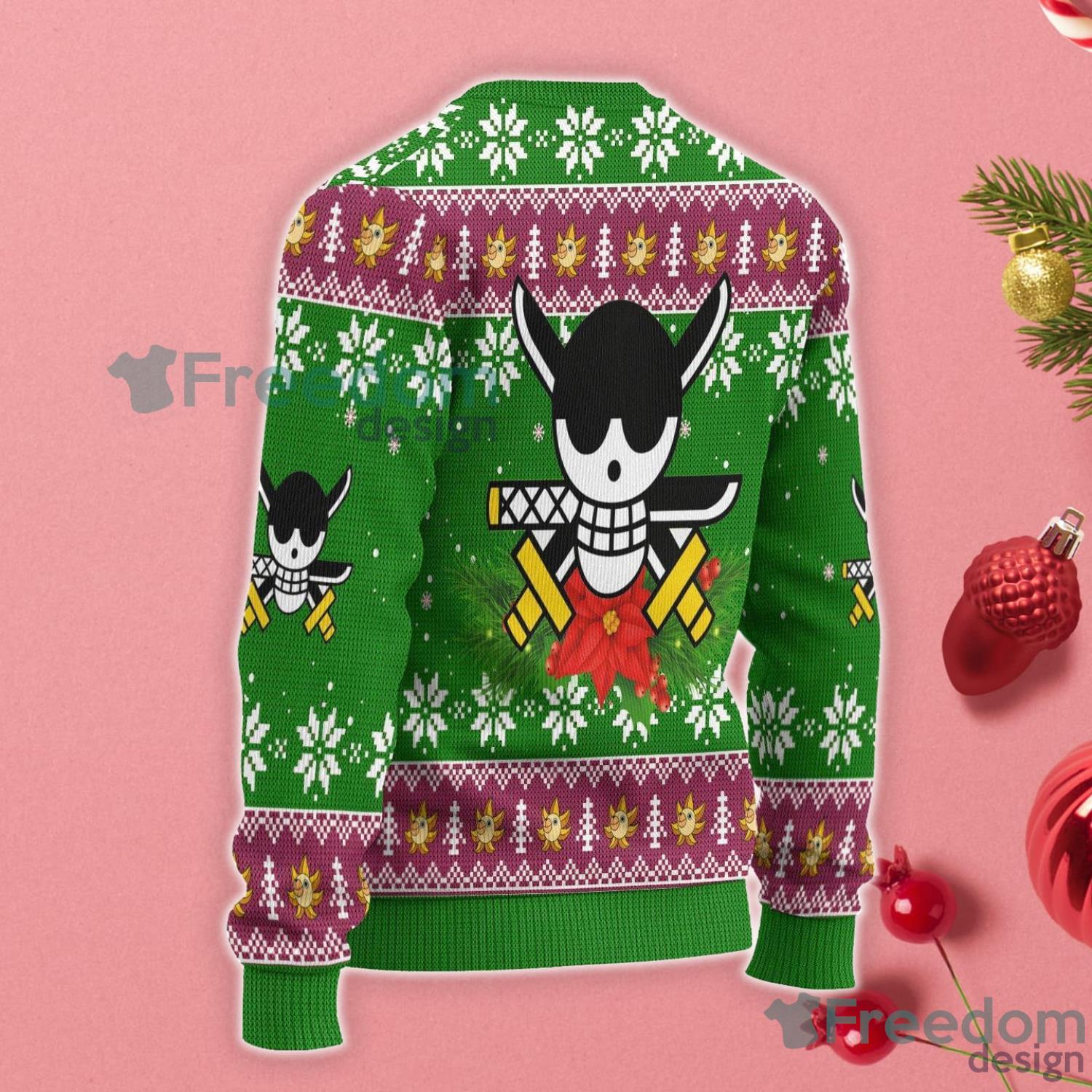 Zoro One Piece Anime Christmas Gift Ugly Christmas Sweater Product Photo 2