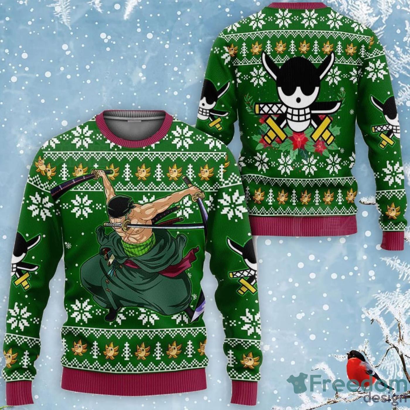 Zoro One Piece Anime Ugly Christmas Sweater Product Photo 1