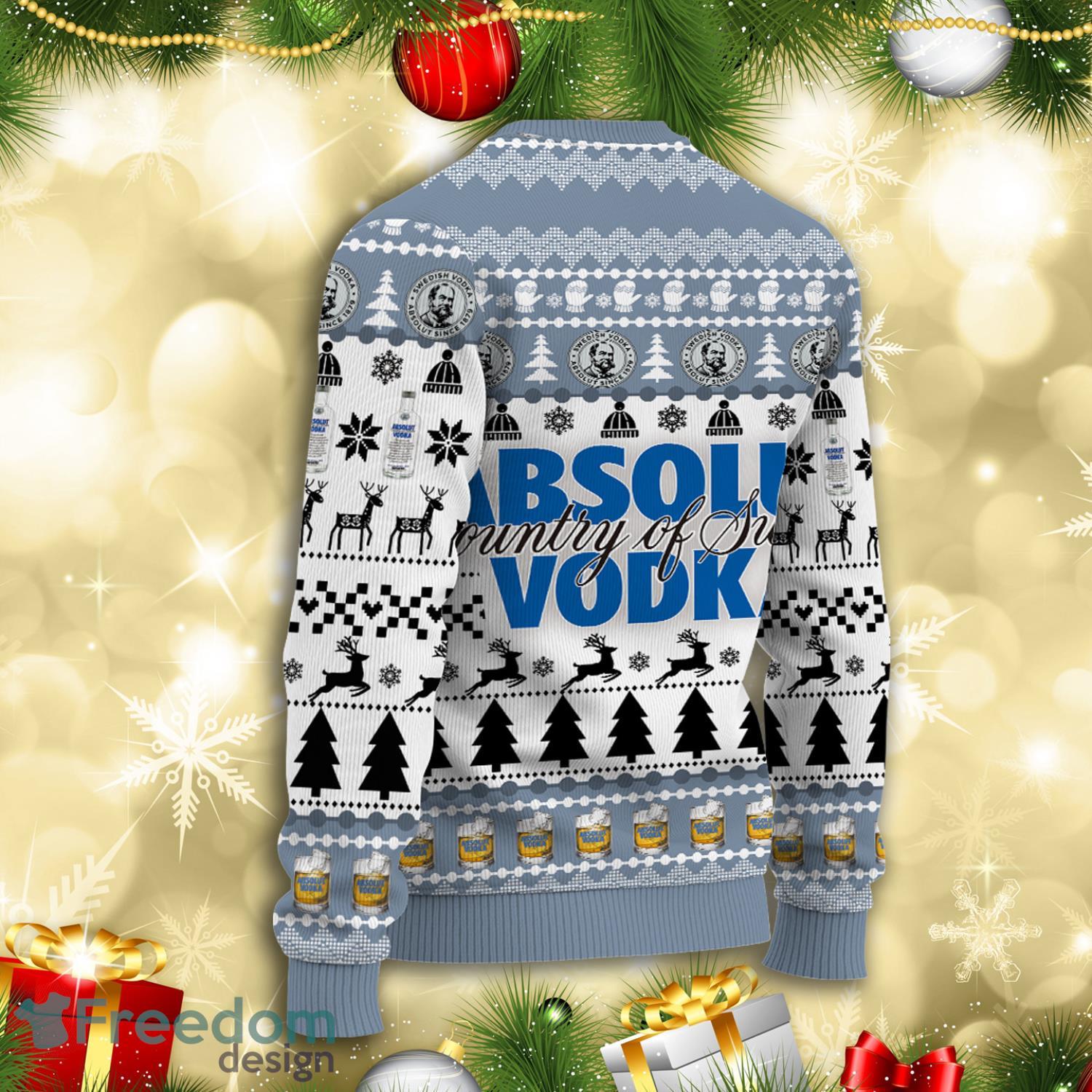 Absolut Vodka Country Of Sweden Vodka All Over Print Ugly Christmas Sweater