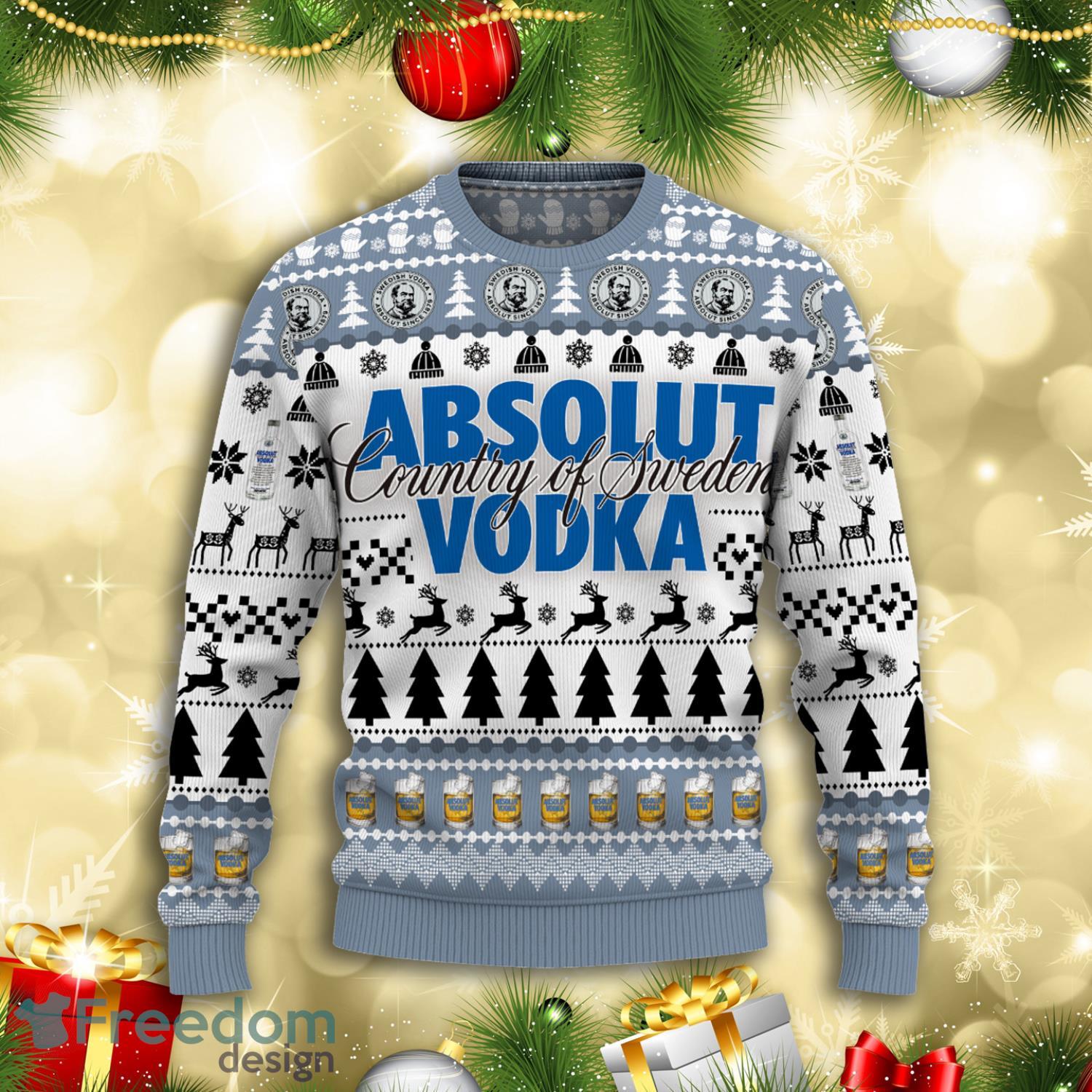 Absolut Vodka Country Of Sweden Vodka All Over Print Ugly Christmas Sweater Product Photo 1