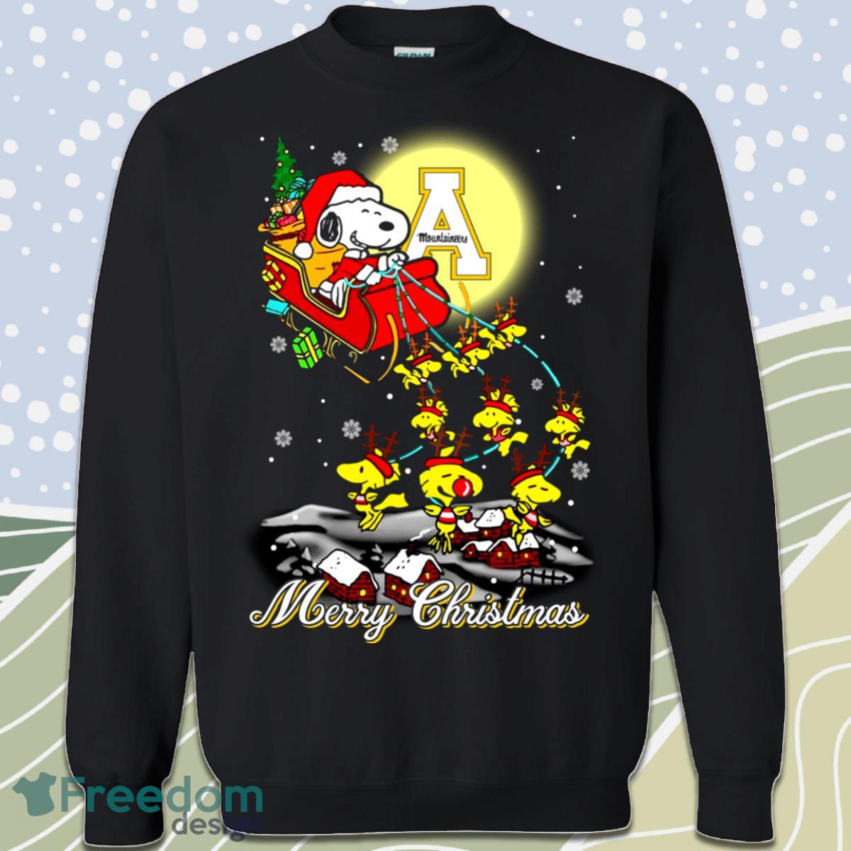 Appalachian State Mountaineers Santa Claus With Sleigh And Snoopy Christmas Sweatshirts Product Photo 1