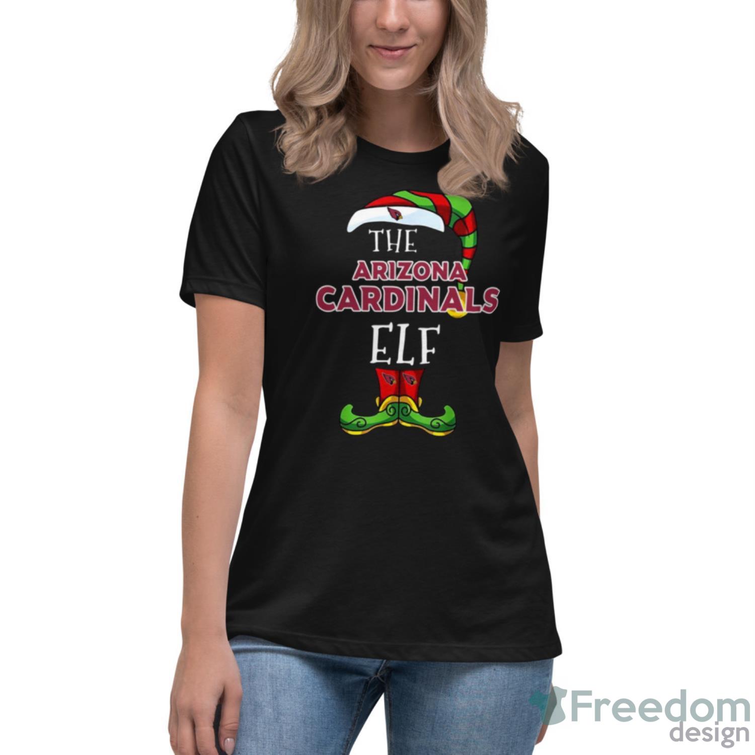 Arizona Cardinals Christmas Elf Funny Nfl Shirt - Womens Relaxed Short Sleeve Jersey Tee Arizona Cardinals Christmas Elf Funny Nfl Shirt - Womens Relaxed Short Sleeve Jersey Tee
