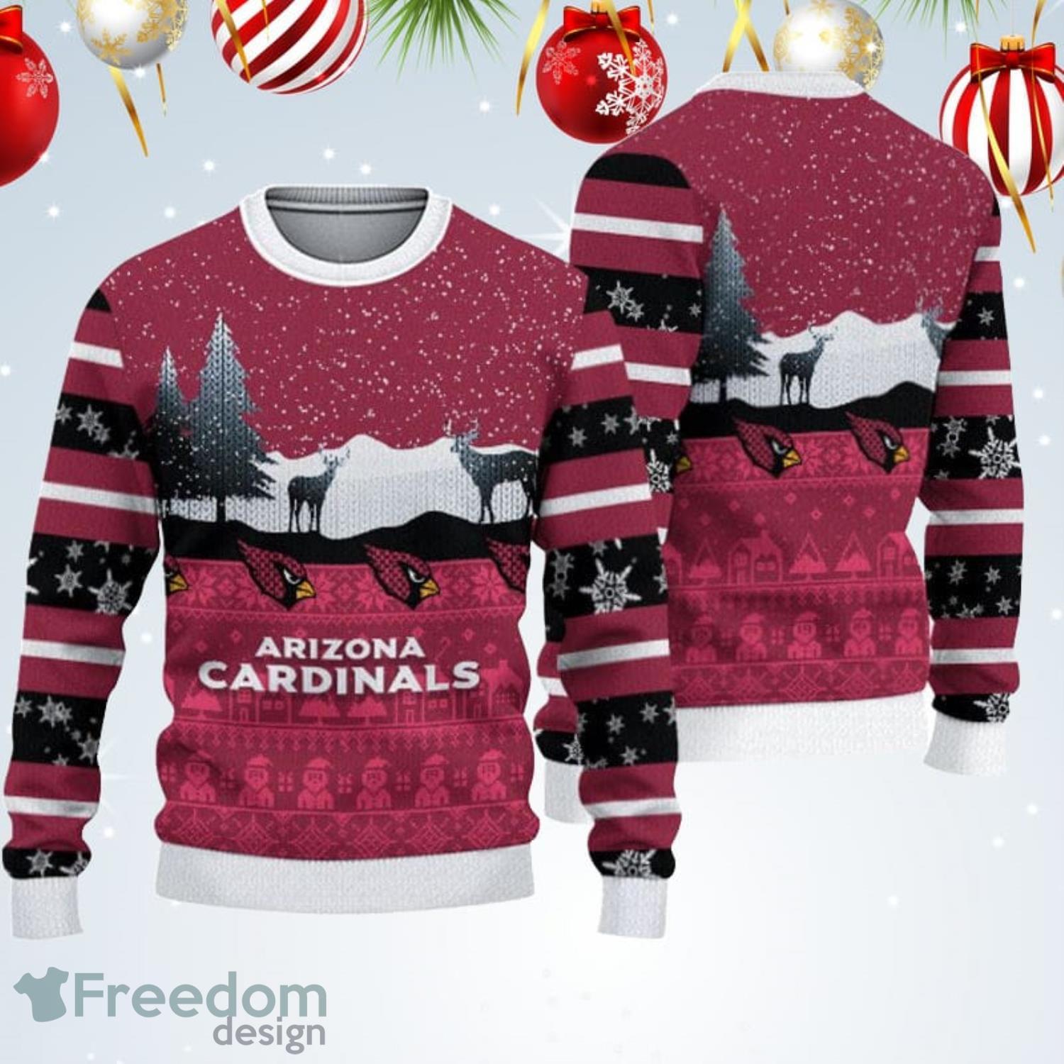 Arizona Cardinals Christmas Reindeer Snow Pattern Ugly Christmas