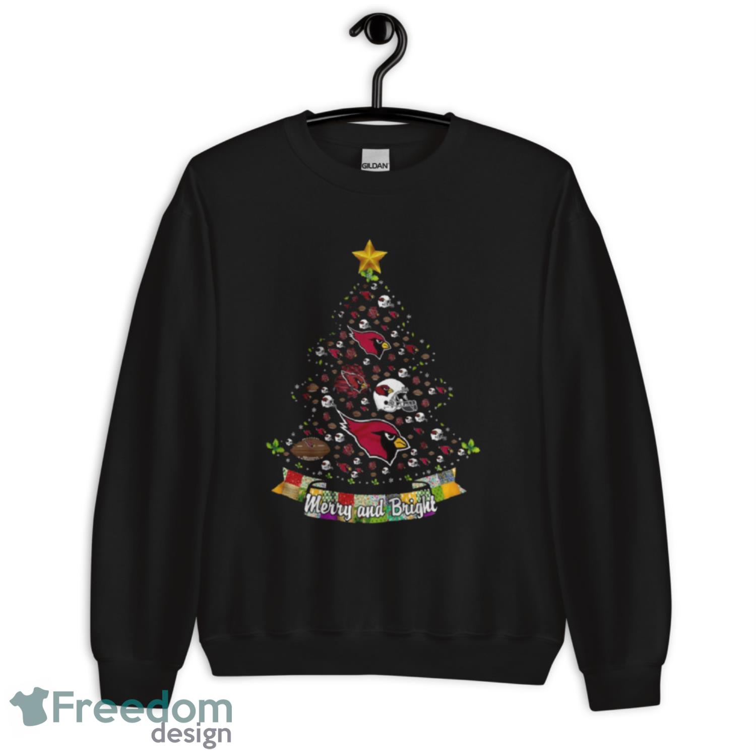 Arizona Cardinals NFL Merry And Bright Christmas Tree Shirt - G185 Unisex Heavy Blend Crewneck Sweatshirt