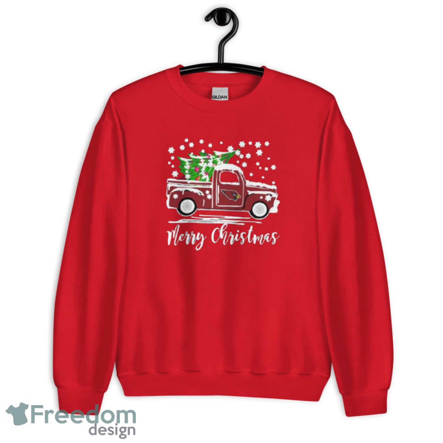 Arizona Cardinals Vintage Car Carrying Christmas Tree Merry Christmas Shirt - G185 Unisex Heavy Blend Crewneck Sweatshirt-1