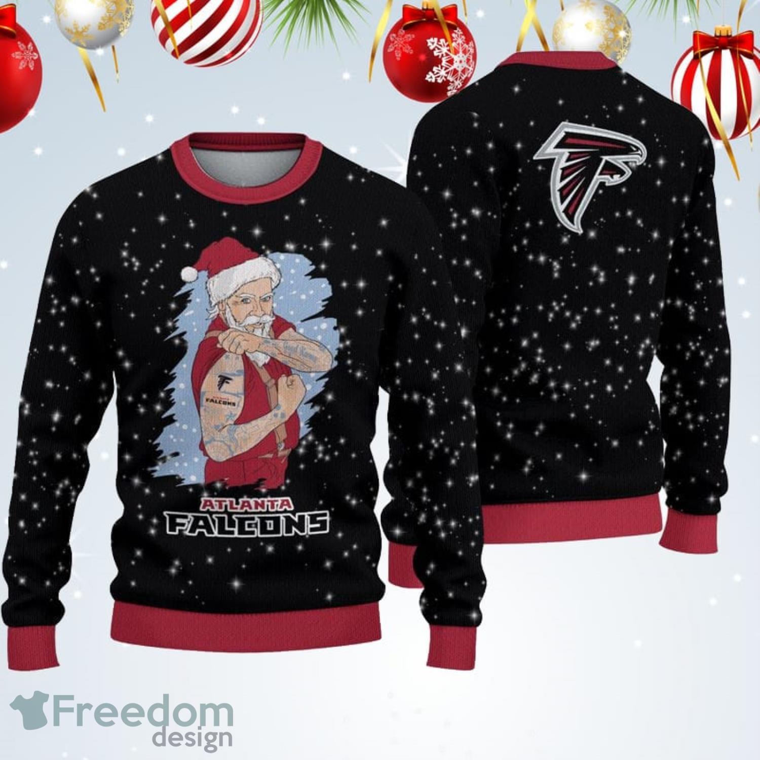 Atlanta Falcons Christmas Santa Claus Tattoo Ugly Christmas