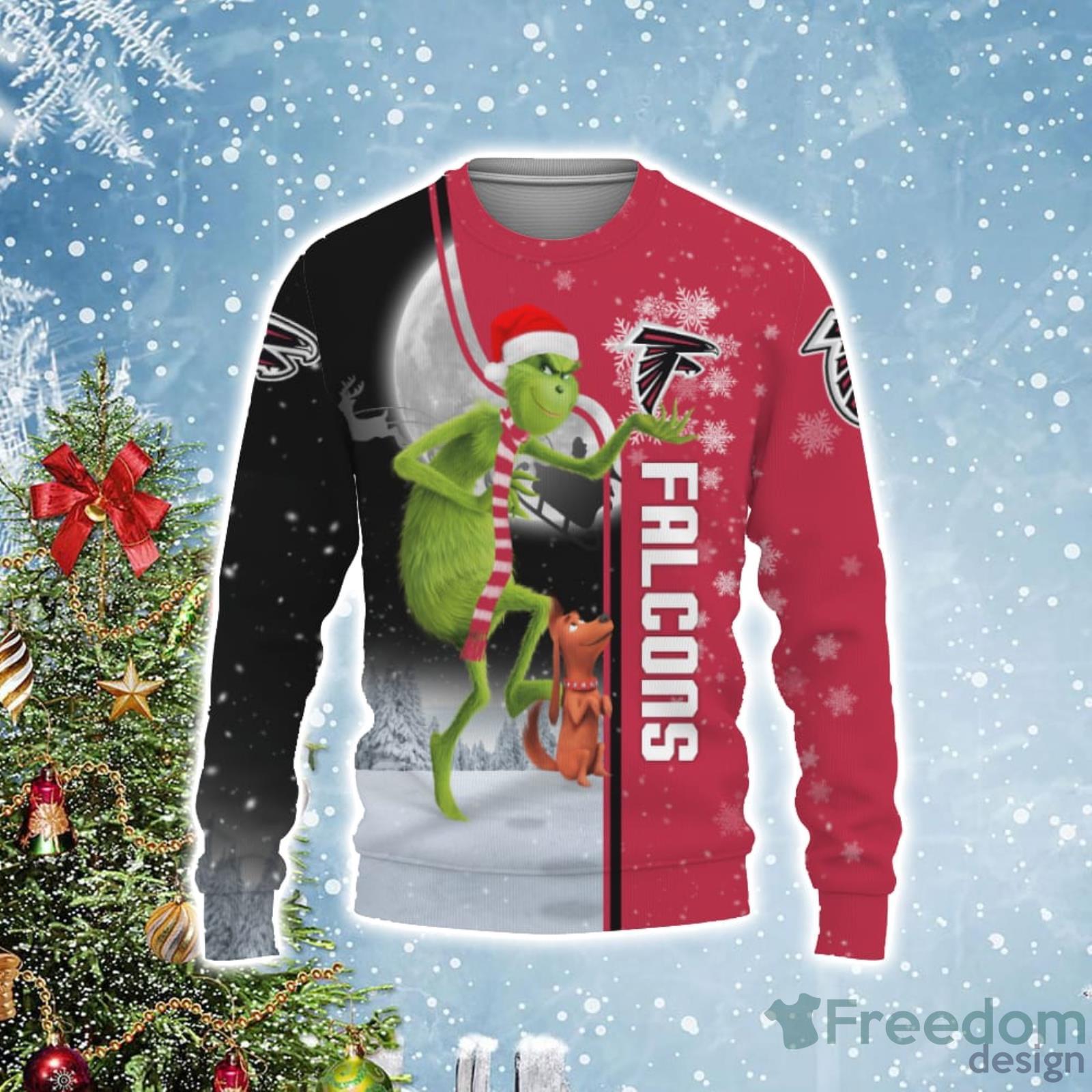Funny Team Logo Atlanta Hawk Christmas Tree Gifts For Fans Knitted Xmas  Sweater AOP - Freedomdesign
