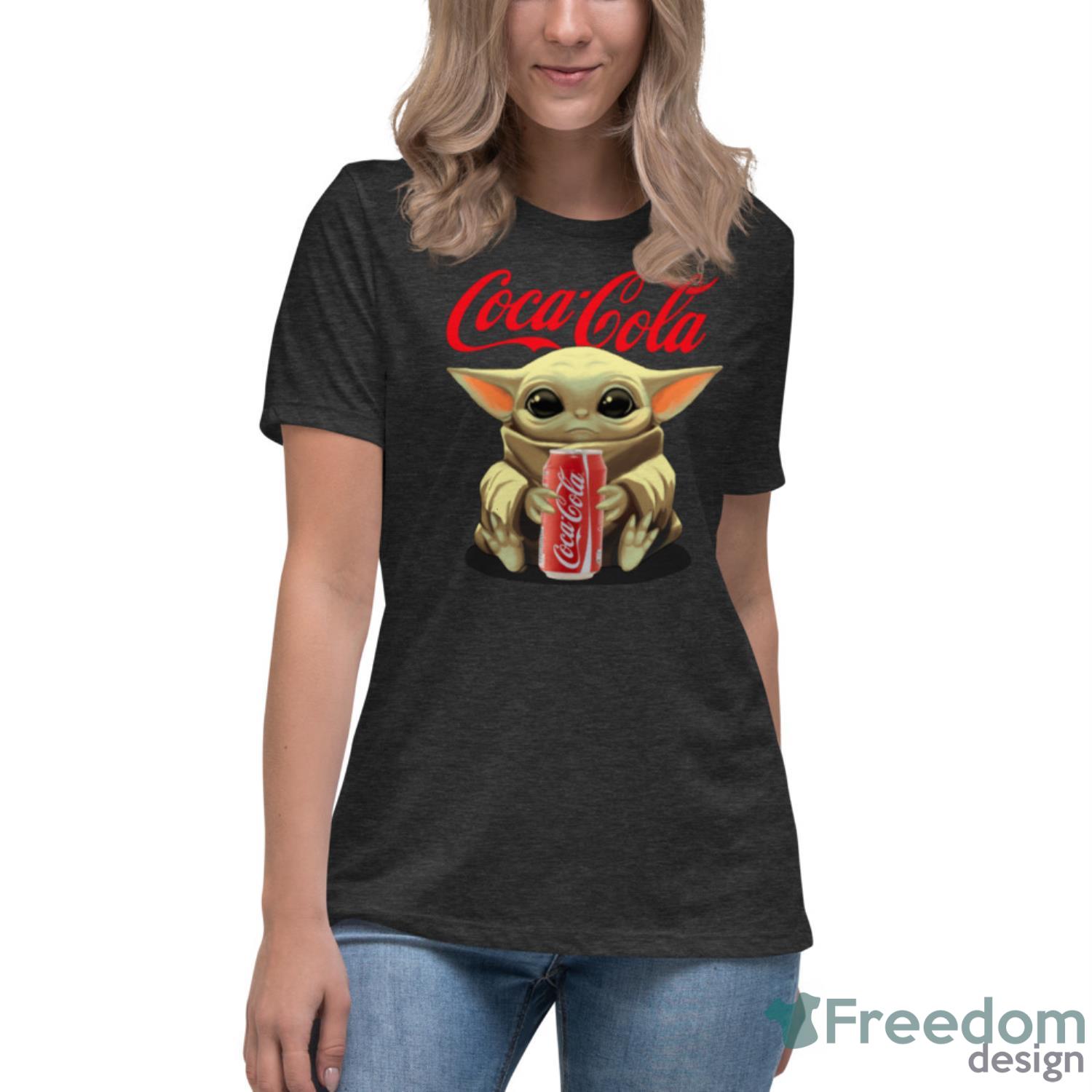 Baby Yoda Hugs Coca Cola Can Star Wars Shirts - Womens Relaxed Short Sleeve Jersey Tee-1 Baby Yoda Hugs Coca Cola Can Star Wars Shirts - Womens Relaxed Short Sleeve Jersey Tee-1