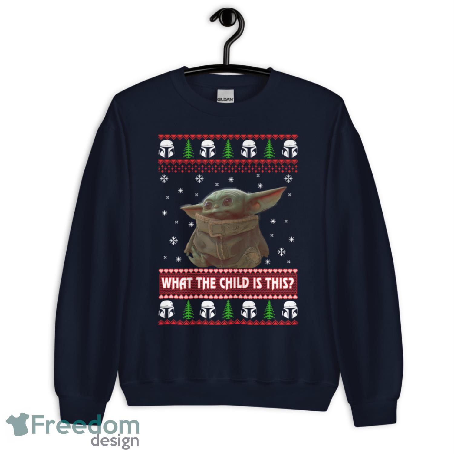 Baby Yoda What The Child Is This Christmas Sweatshirt - G185 Crewneck Sweatshirt-1