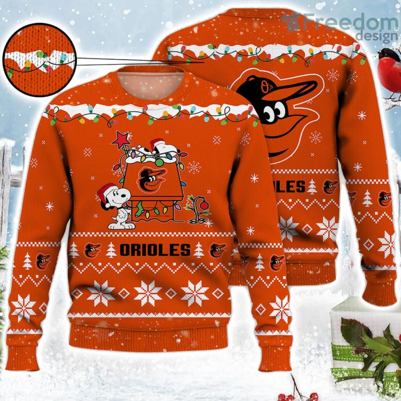 Baltimore Orioles Snoopy & Woodstock Christmas Shirt Cotton Shirt