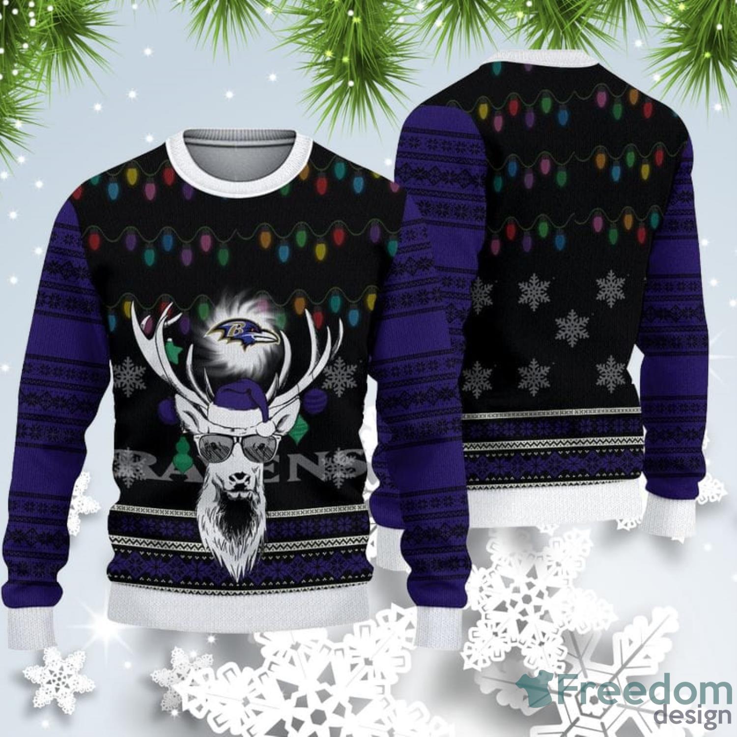 Baltimore Ravens Fans Pattern Festivity Ugly Christmas Sweater -  Freedomdesign